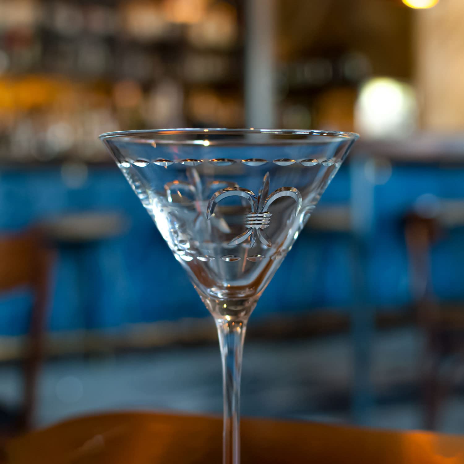 Premium Rolf Glass Fleur De Lis Martini Glasses - Set of 4 (10 oz) - Lead-Free Crystal Clear Cocktail Glasses with Diamond Wheel Engraving - Handcrafted in USA - Perfect for Home Bars, Dinner Parties & Wedding Gifts
