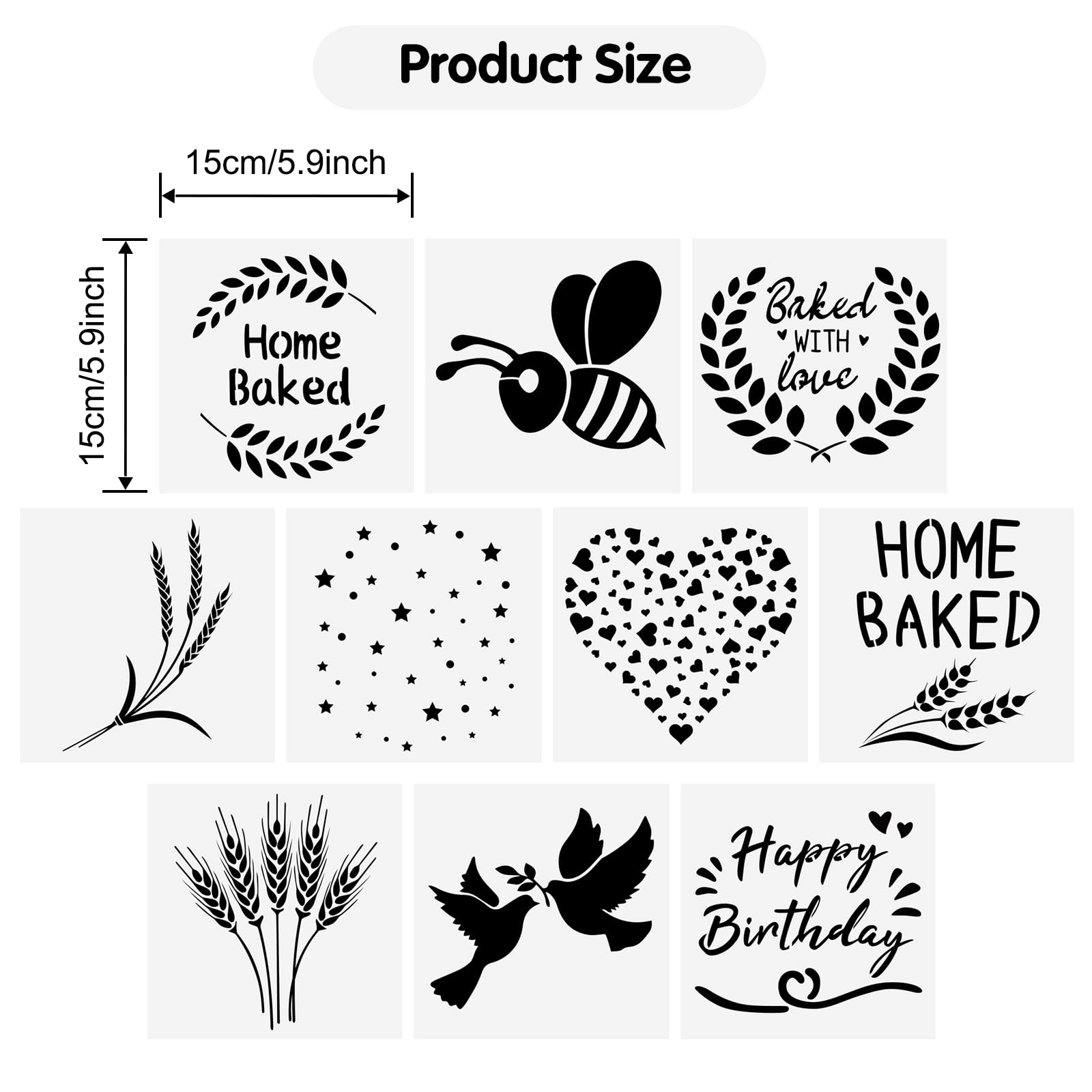 10-Piece Artisan Bread Stencils Set for Decorating Bread, Cakes, Pies & Cookies | Reusable Baking Stencils for Professional & Home Bakers | Perfect for Holiday Baking, Wedding Cakes & DIY Dessert Decorating