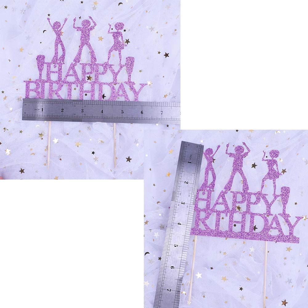 Purple Glitter Happy Birthday Cake Topper | Dance Party Cake Decorations | Birthday Bunting & Party Supplies for Wedding, Baby Shower, Anniversary Celebrations