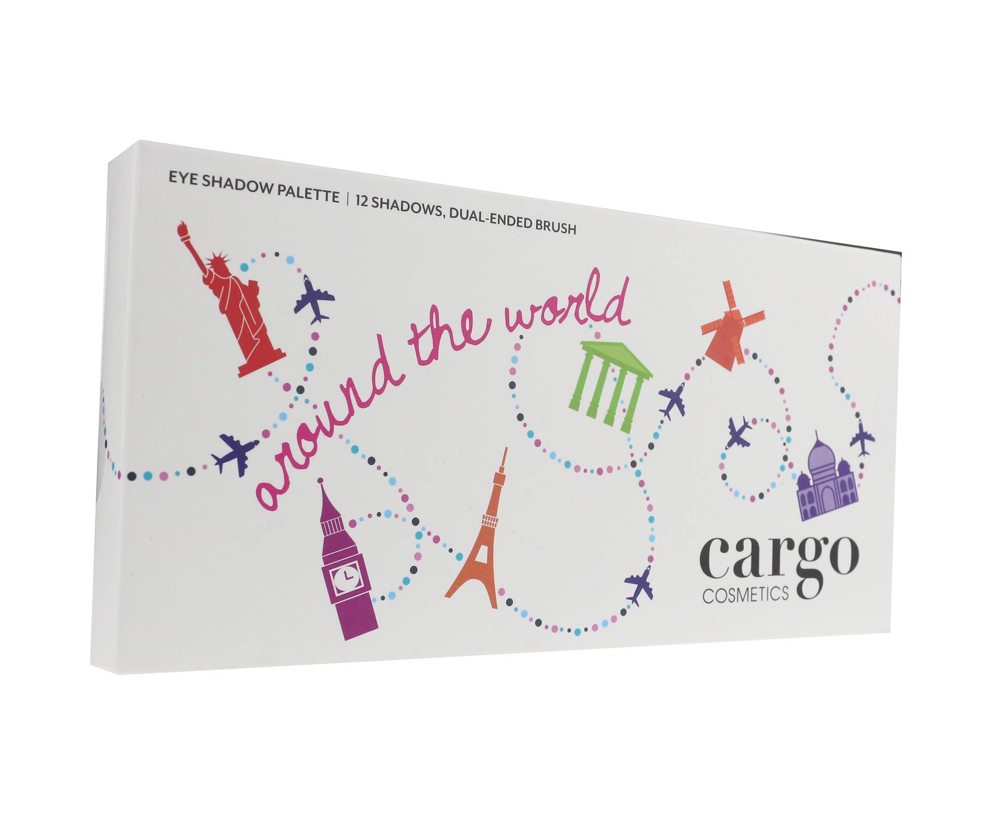 Cargo Cosmetics Around the World Eye Shadow Palette - 12 Highly Pigmented Shades with Dual-Ended Brush | Perfect for Travel, Professional Makeup & Everyday Glam