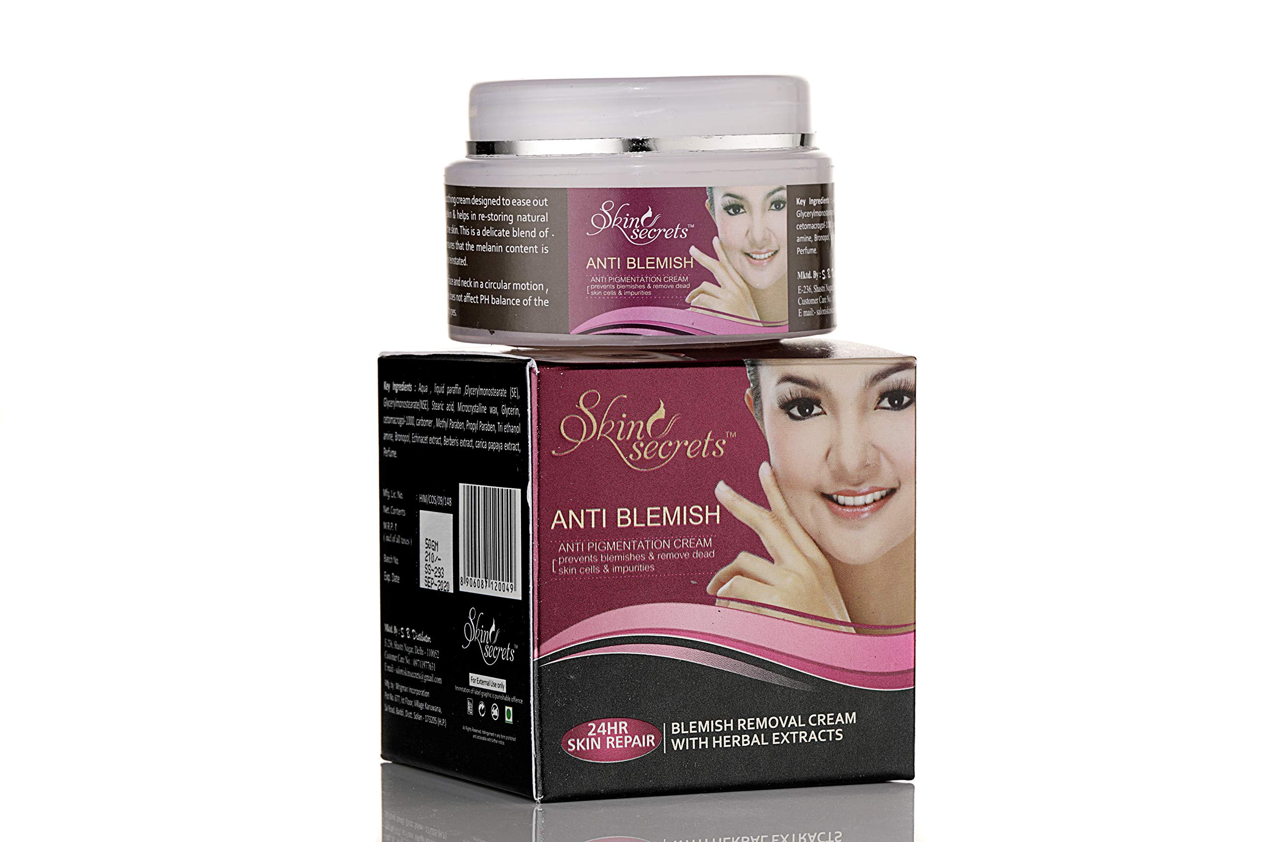 Skin Secrets Anti Blemish Cream 50g - Acne Treatment for Clear Skin | Reduce Breakouts & Dark Spots | Perfect for Daily Skincare Routine & Travel