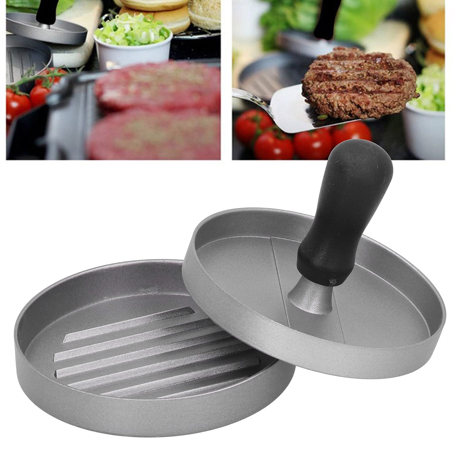 Non-Stick Hamburger Press with Detachable Handle - Heat Insulated Lightweight Patty Maker for Beef, Veggie & Fruit Patties - Perfect for BBQ, Picnics & Home Cooking