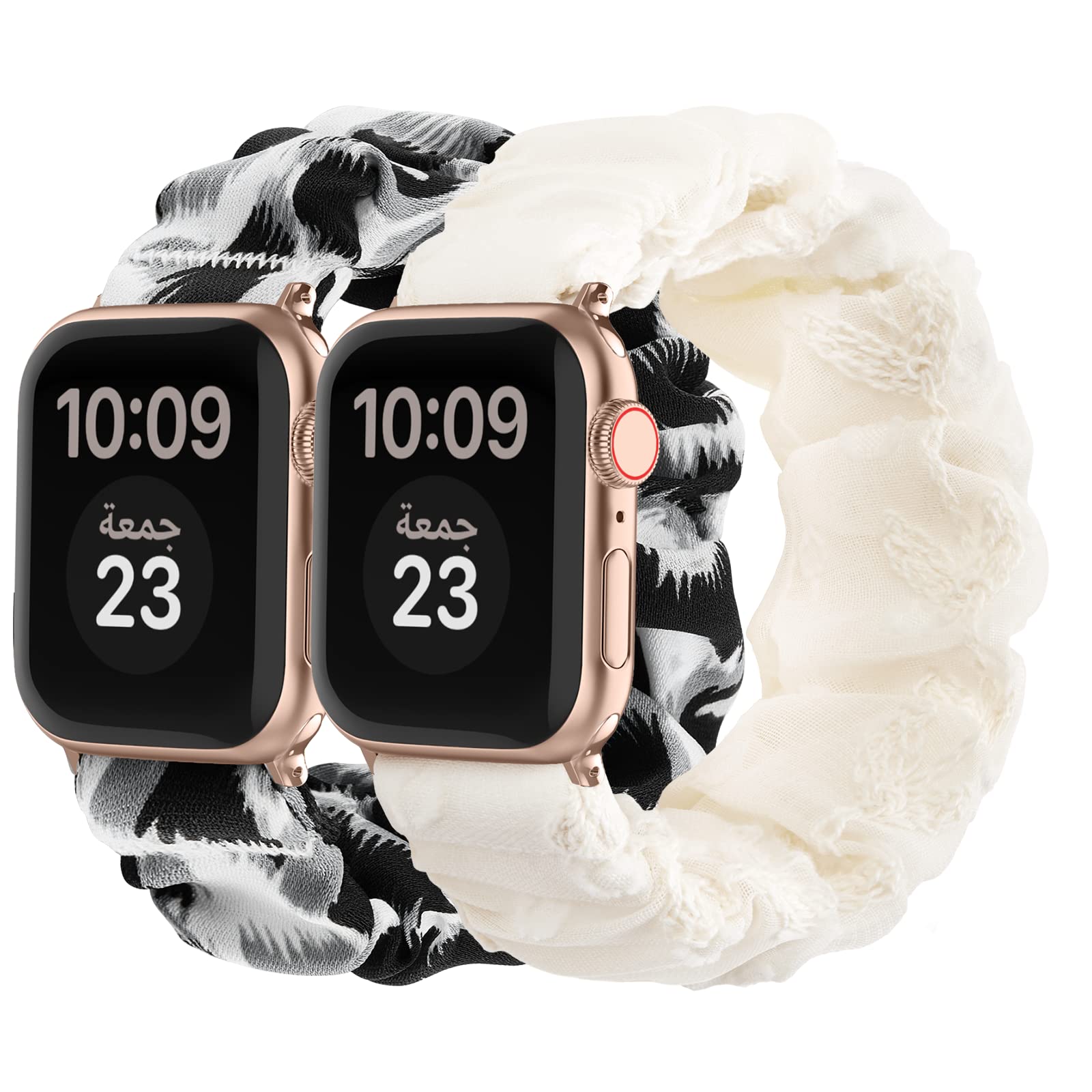Apple Watch Bands 38mm 40mm 41mm 42mm 44mm 45mm - Soft Fabric Scrunchy Wristbands for Women, Compatible with iWatch Series 8/7/6/5/4/3/2/1/SE - Stylish Printed Elastic Straps for Workout, Yoga & Everyday Fashion