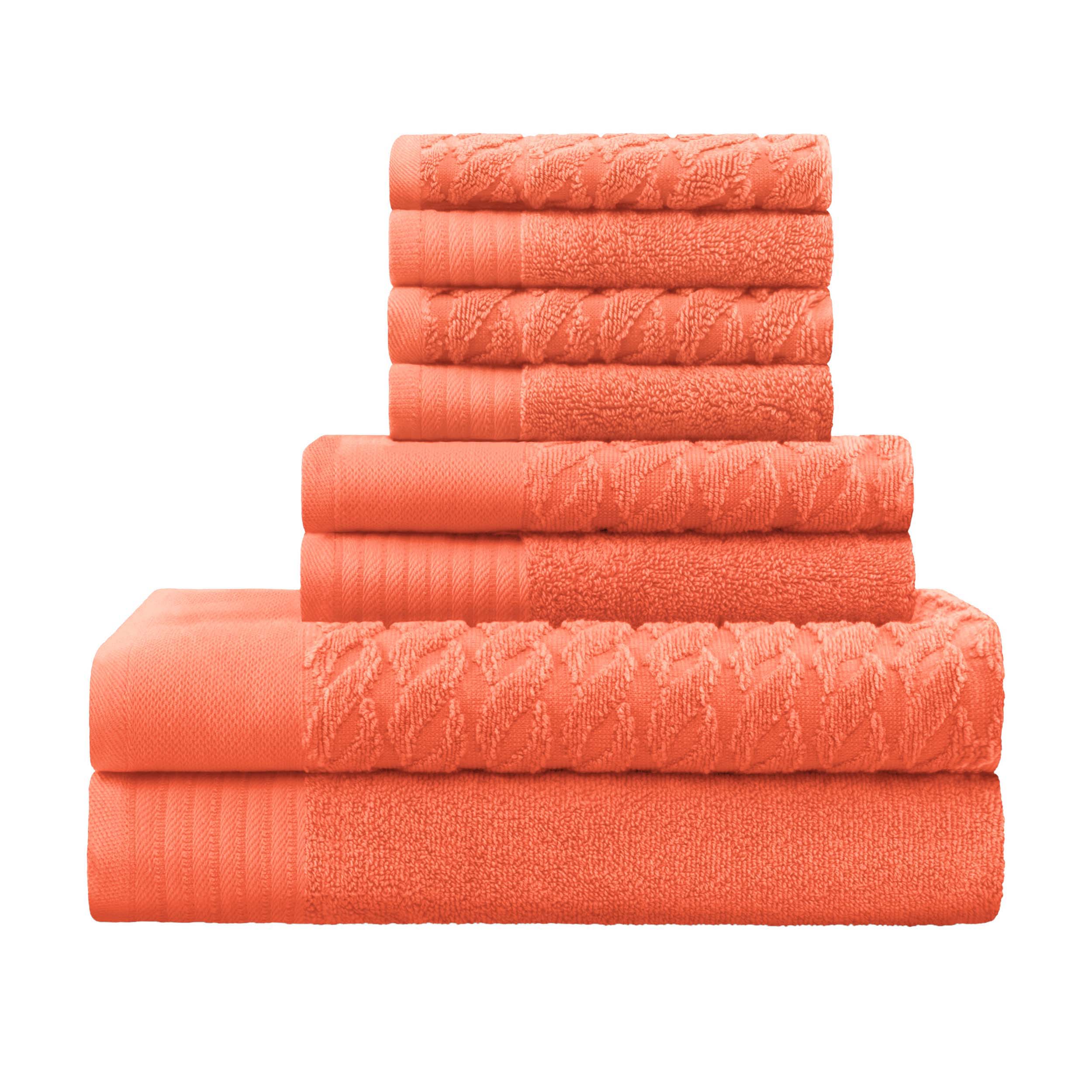 Premium 8-Piece Turkish Cotton Jacquard Herringbone & Solid Bath Towel Set - Ultra Soft & Absorbent for Spa, Bathroom & Luxury Home Use