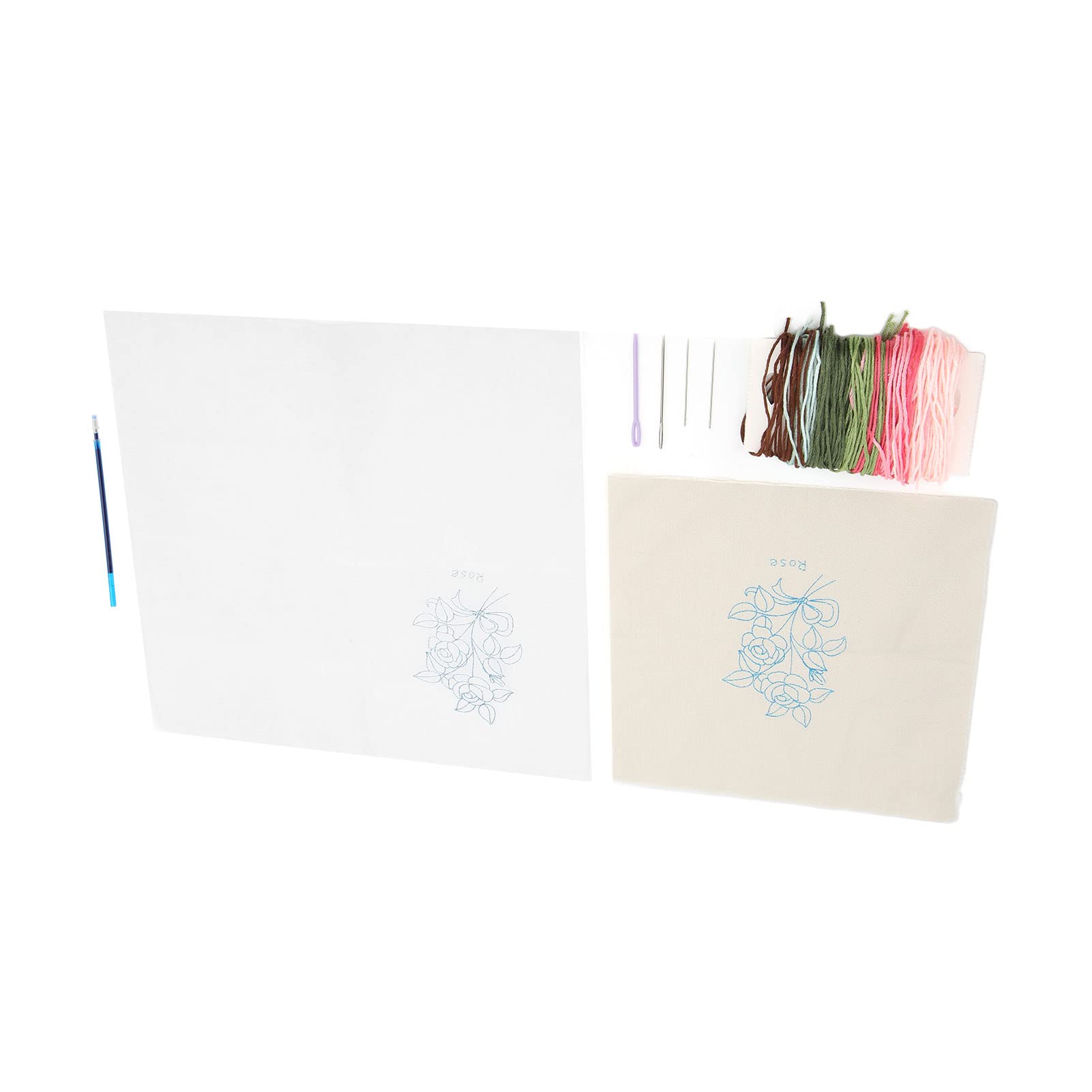 Beginner Embroidery Kit with Rose Pattern - Complete Starter Set for Adults & Kids to Improve Concentration | Perfect for Home, Office, Travel & DIY Craft Projects | Includes Needles, Threads & Hoop