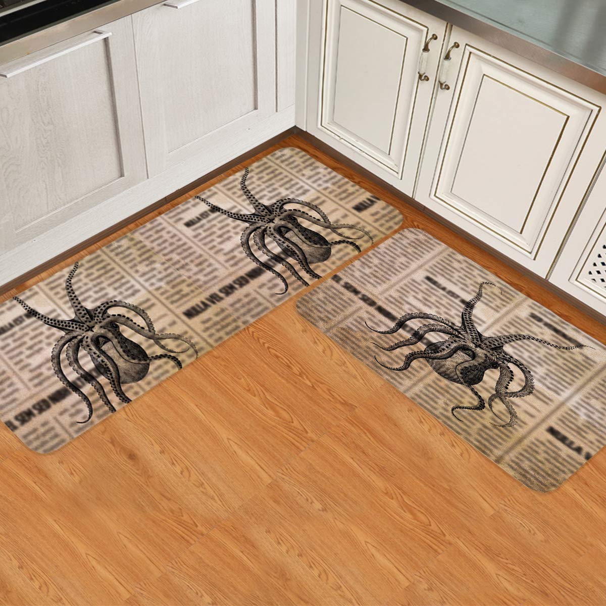 2-Piece Non-Slip Kitchen Runner Rugs Set - Cushioned Anti-Fatigue Floor Mats, Waterproof & Comfort Standing Mats for Kitchen (15.7x23.6in + 15.7x47.2in) - Perfect for Sink, Stove & High-Traffic Areas