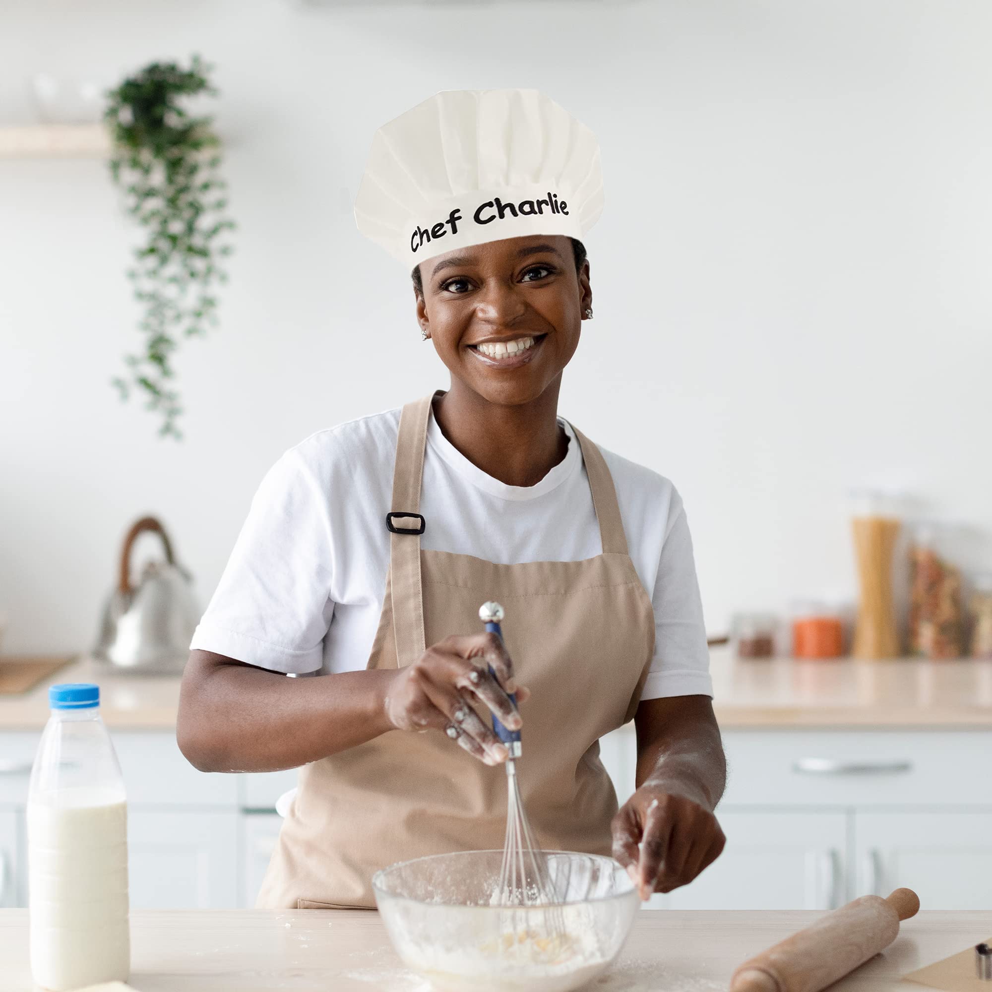 Custom Embroidered Chef Hat for Men & Women - Personalized Cooking Cap with Name - Adjustable Adult Chef Hat for Professional Kitchens, BBQ Parties & Culinary Gifts