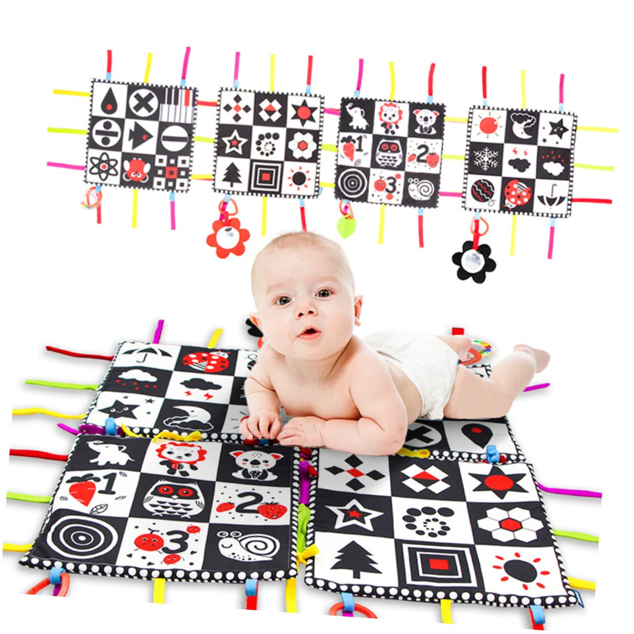 FAVOMOTO 5-Piece Baby Play Mat Set - Soft & Sturdy Non-Slip Tummy Time and Crawling Mat for Infants & Toddlers - Perfect for Nursery, Daycare, and Playroom Floor Protection