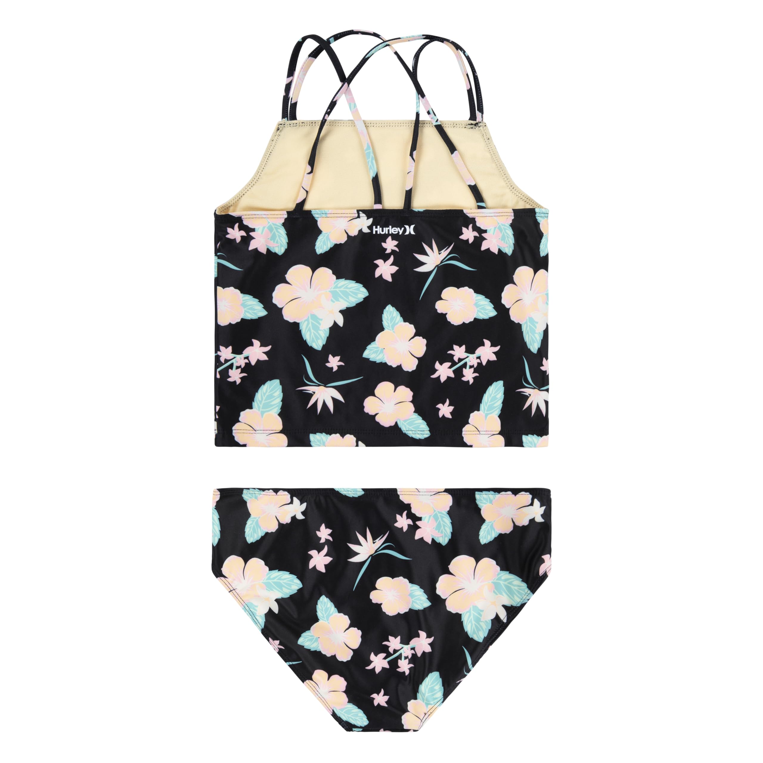 Hurley Girls' 2-Piece Tankini Swimsuit - UPF 50+ Sun Protection, Quick Dry Swimwear for Beach, Pool & Summer Vacation
