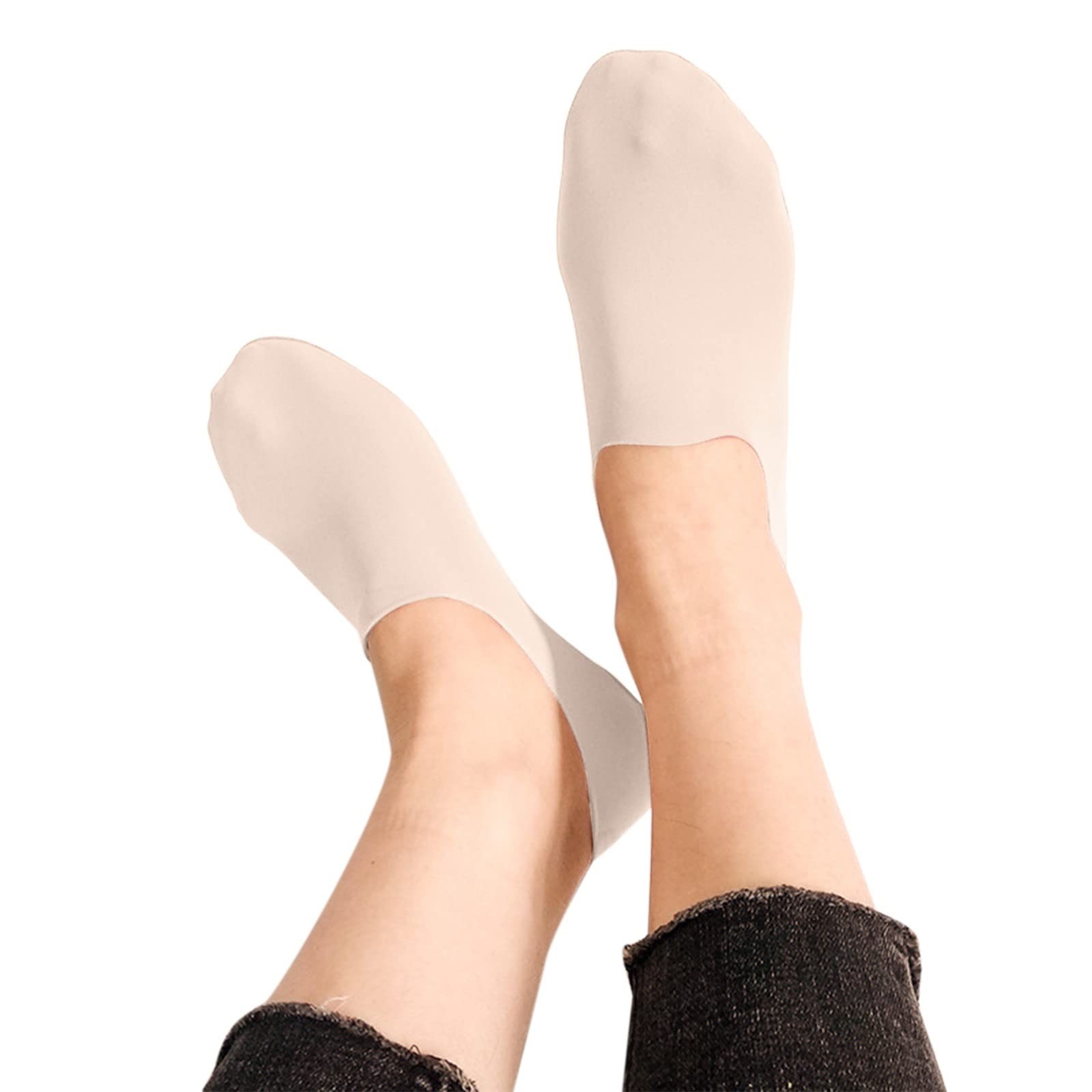 Non-Slip Hidden Socks for Women - Breathable Cool Comfort Slipper Socks with Grippers - Perfect for Yoga, Home Wear & Indoor Activities (White)