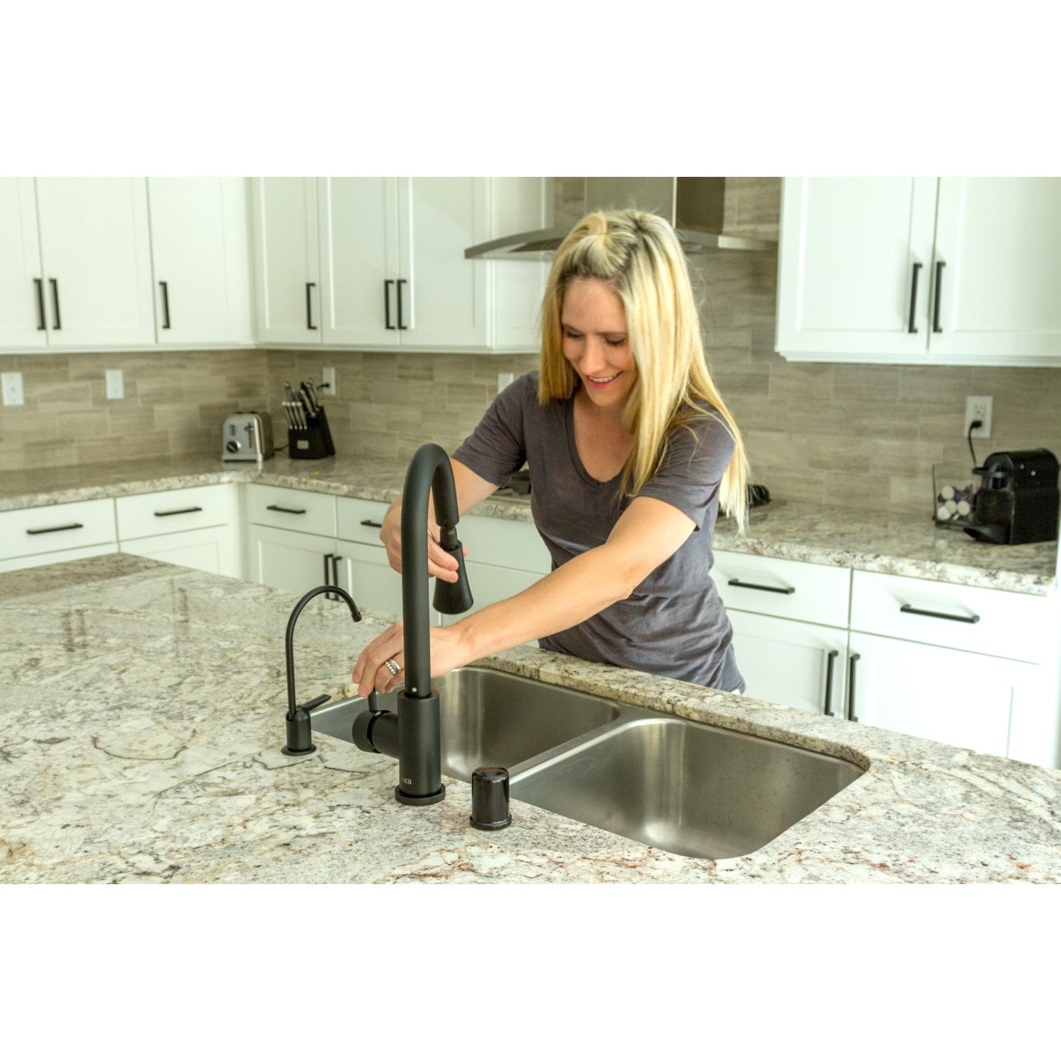 Americana K6190 Single Handle 1 Hole Deck Mount Water Filtration Faucet in Matte Black - Perfect for Kitchen Sink Water Filter Systems & Clean Drinking Water