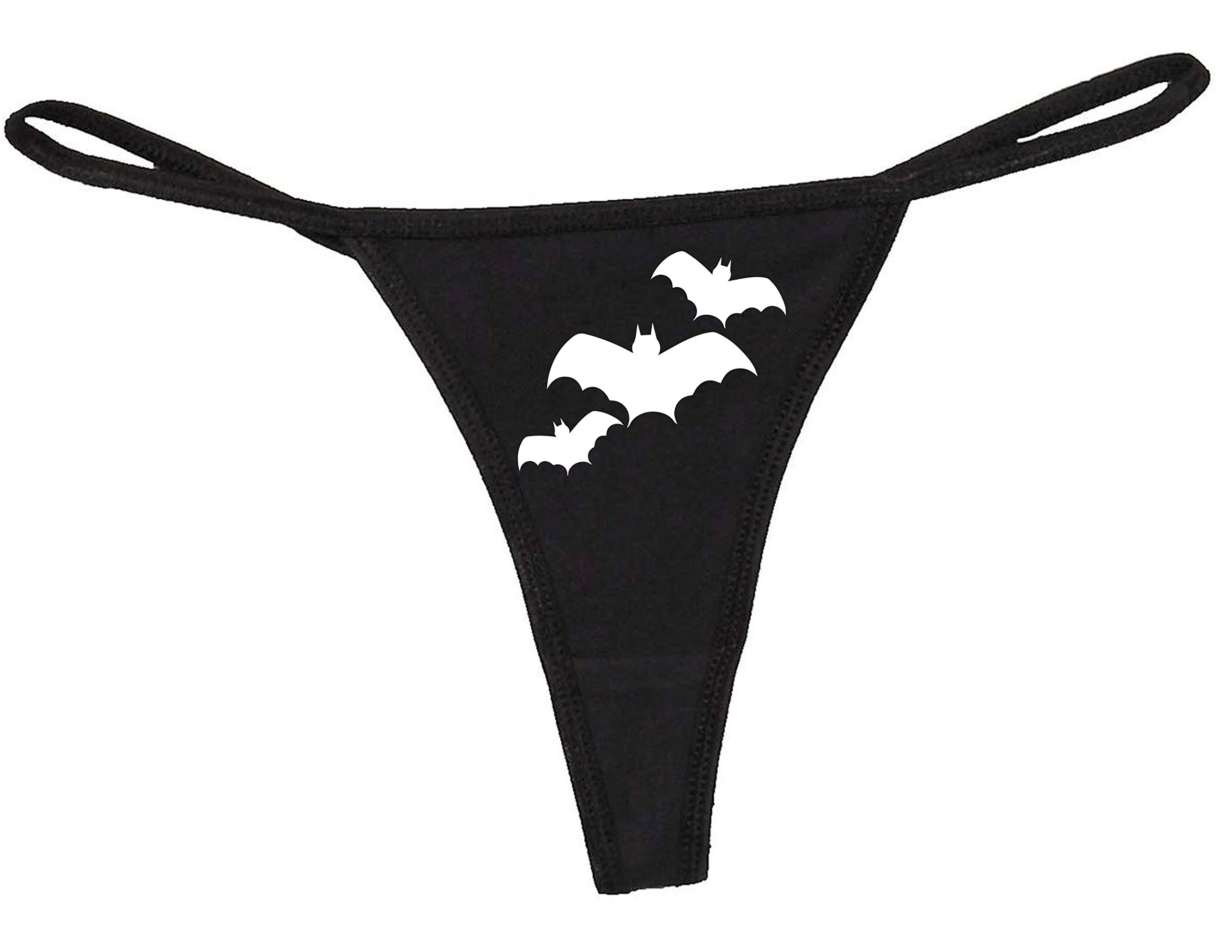 STUFF WITH ATTITUDE Bats Black Thong Panties - Sexy Gothic Lingerie for Women, Comfortable Everyday Underwear | Perfect for Halloween, Cosplay & Romantic Nights
