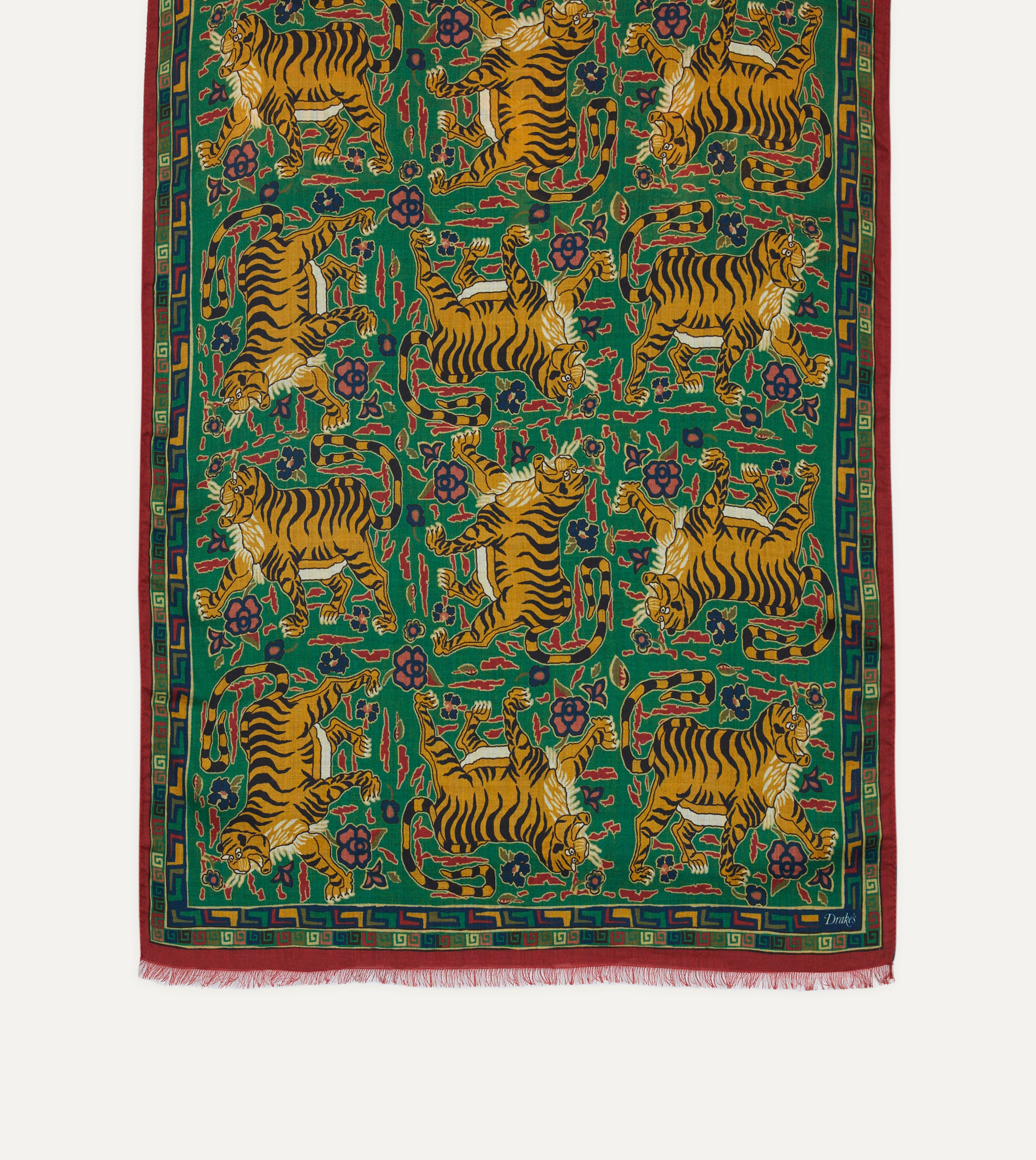 Luxury Green Jumbo Tiger Print Wool Silk Scarf - Soft Winter Fashion Accessory for Women, Perfect for Cold Weather, Office, and Evening Outfits