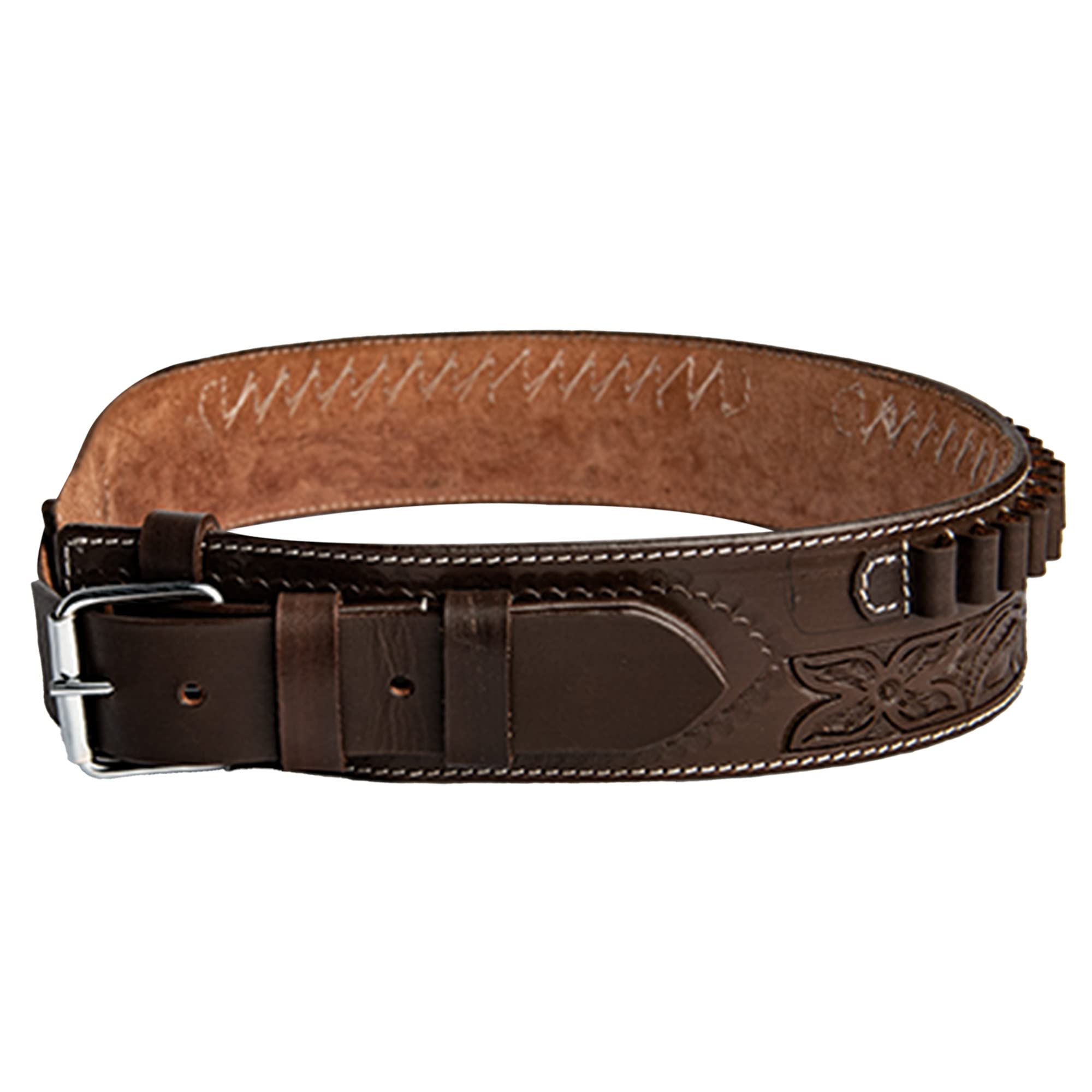 Hulara Genuine Full Grain Buffalo Leather 45 Colt Cartridge Belt - Cowboy Shotgun Ammo Belt for .44 & .45 Caliber - Heavy Duty Western Gun Belt for Men - Perfect for Cowboy Shooting, Hunting & Range Practice