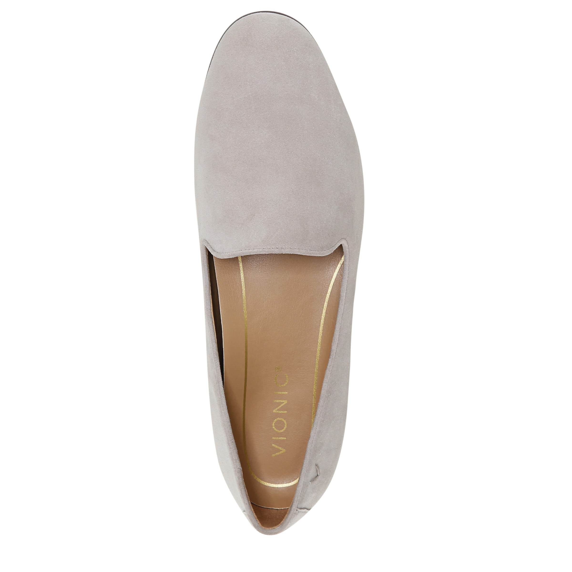 Vionic Women's WILLA Slip-On Loafers - Dark Taupe Suede Comfort Shoes with Arch Support - Size 9 Wide (US) - Perfect for Work, Travel & Everyday Wear