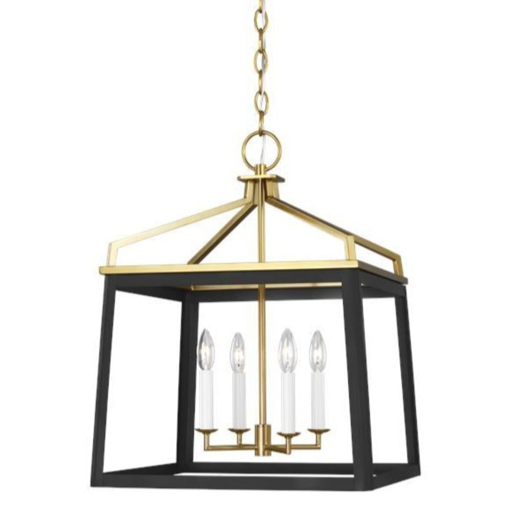Carolyn Mixed Metal Linear Lantern - Modern Farmhouse Pendant Light for Kitchen Island, Dining Room & Entryway Lighting