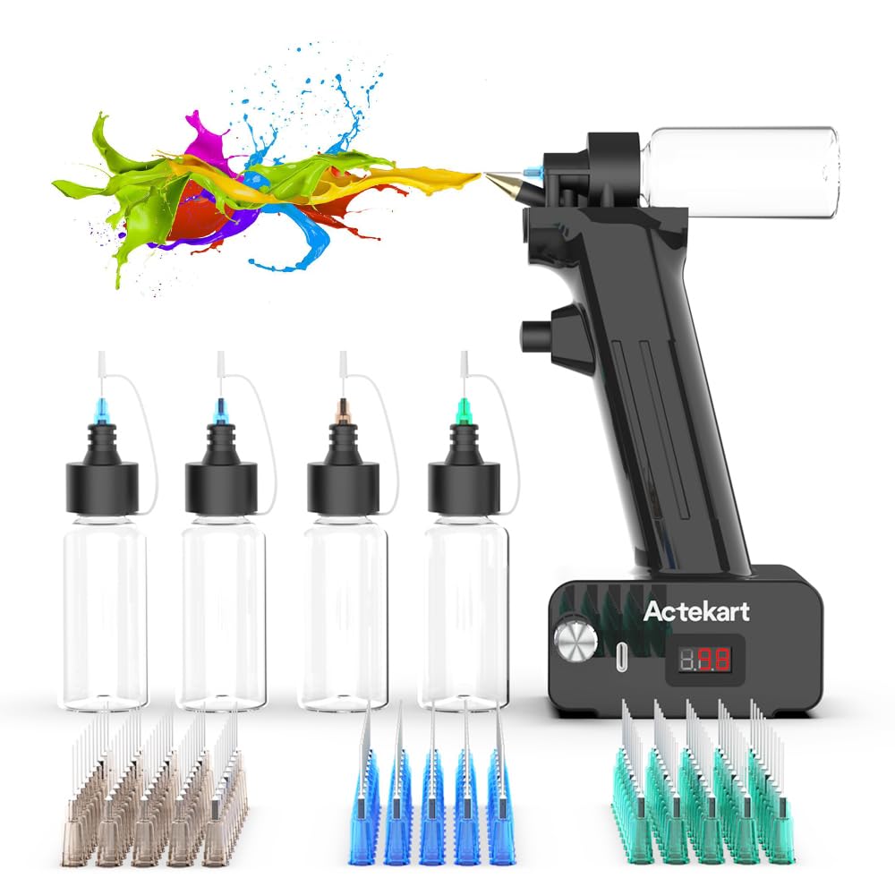 Premium No-Clean Airbrush Kit with 250 Disposable Nozzles (50x 0.2mm, 100x 0.3mm, 100x 0.5mm) - 30PSI Rechargeable Cordless Airbrush Gun for Makeup, Nail Art, Model Painting & DIY Crafts