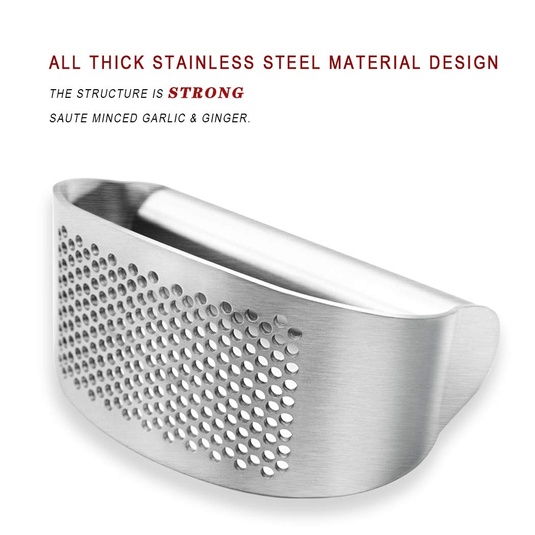 Premium Stainless Steel Garlic Press Rocker - Heavy Duty Garlic Crusher & Mincer with Built-in Bottle Opener - Ideal for Cooking, Meal Prep & Kitchen Essentials (Random Color)