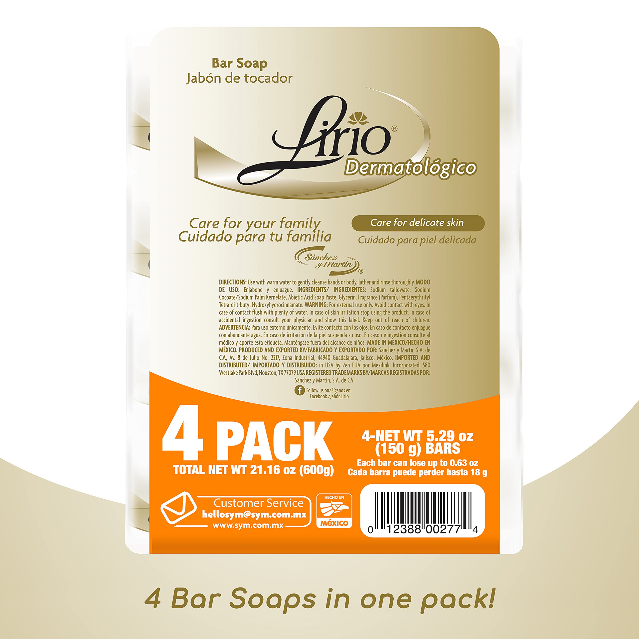 Lirio Derma Bar Soap - Dermatologist Recommended Body Soap for Sensitive Skin, 5.3 Oz (Pack of 4) - Gentle Cleansing for Dry, Itchy Skin & Eczema Relief - Perfect for Daily Shower & Bath Use