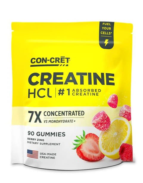 CON CRĒT Creatine HCL Powder - Premium Creatine Hydrochloride Supplement for Muscle Growth & Strength - Ideal for Athletes, Bodybuilders & Fitness Enthusiasts - Pre-Workout & Post-Workout Recovery