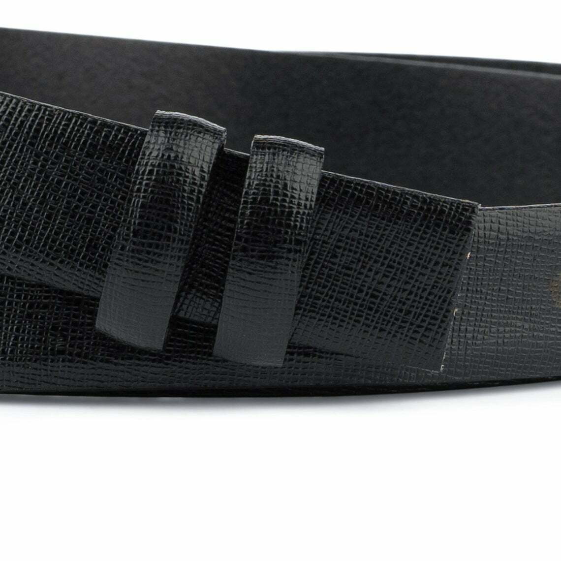 1 Inch Black Saffiano Leather Belt for Men & Women - Slim Dress Belt with Montblanc Style Buckle - Perfect for Office, Business, and Formal Occasions
