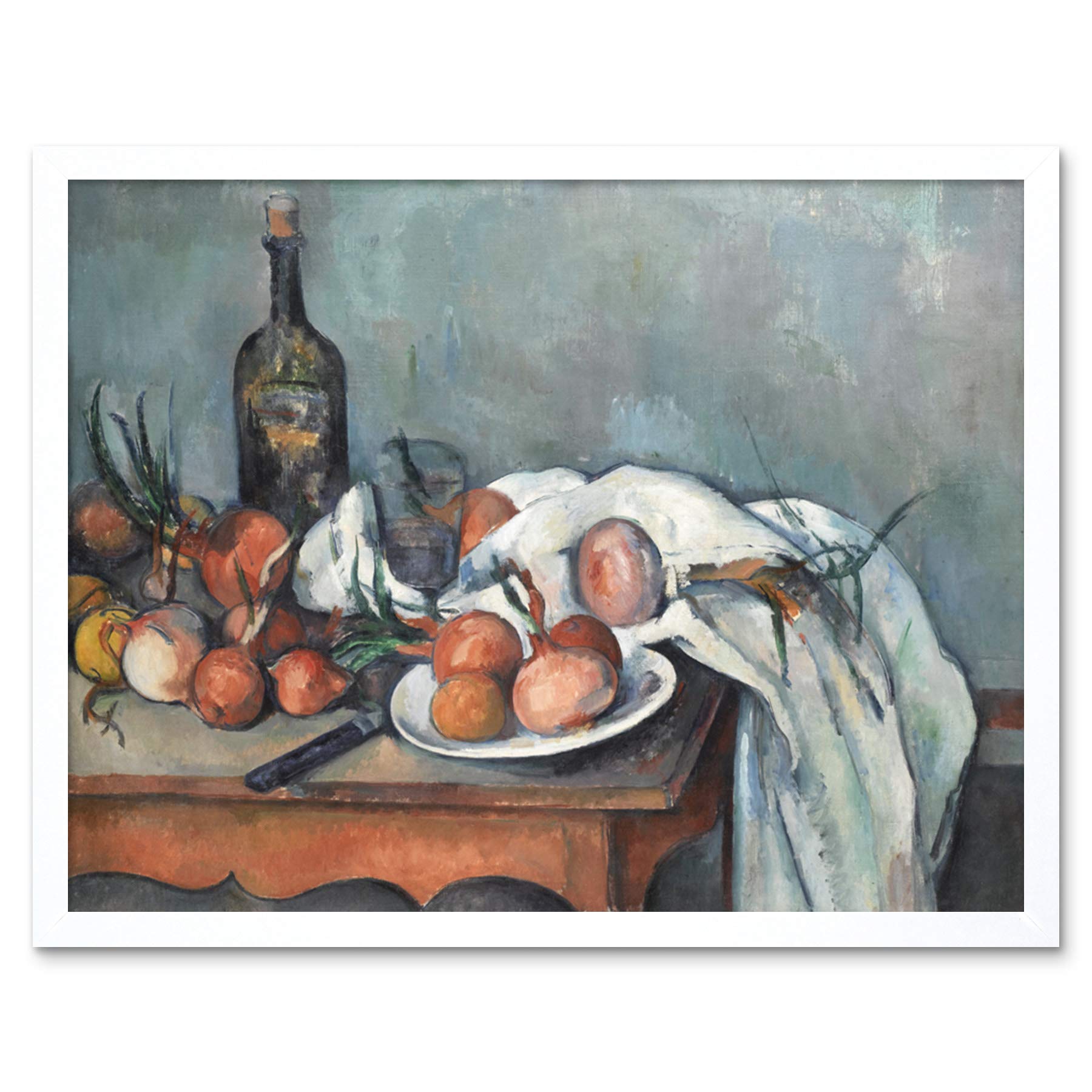 Paul Cezanne Still Life With Onions Art Print - Framed Wall Decor Poster 12x16 Inch - Perfect for Living Room, Bedroom & Office Decor