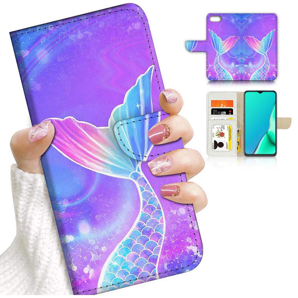 Premium Mermaid Tail Design Flip Wallet Phone Case Cover for iPhone 6 Plus/6s Plus/7 Plus/8 Plus - Slim Protective Leather Case with Card Slots & Kickstand for Daily Use, Travel and Work