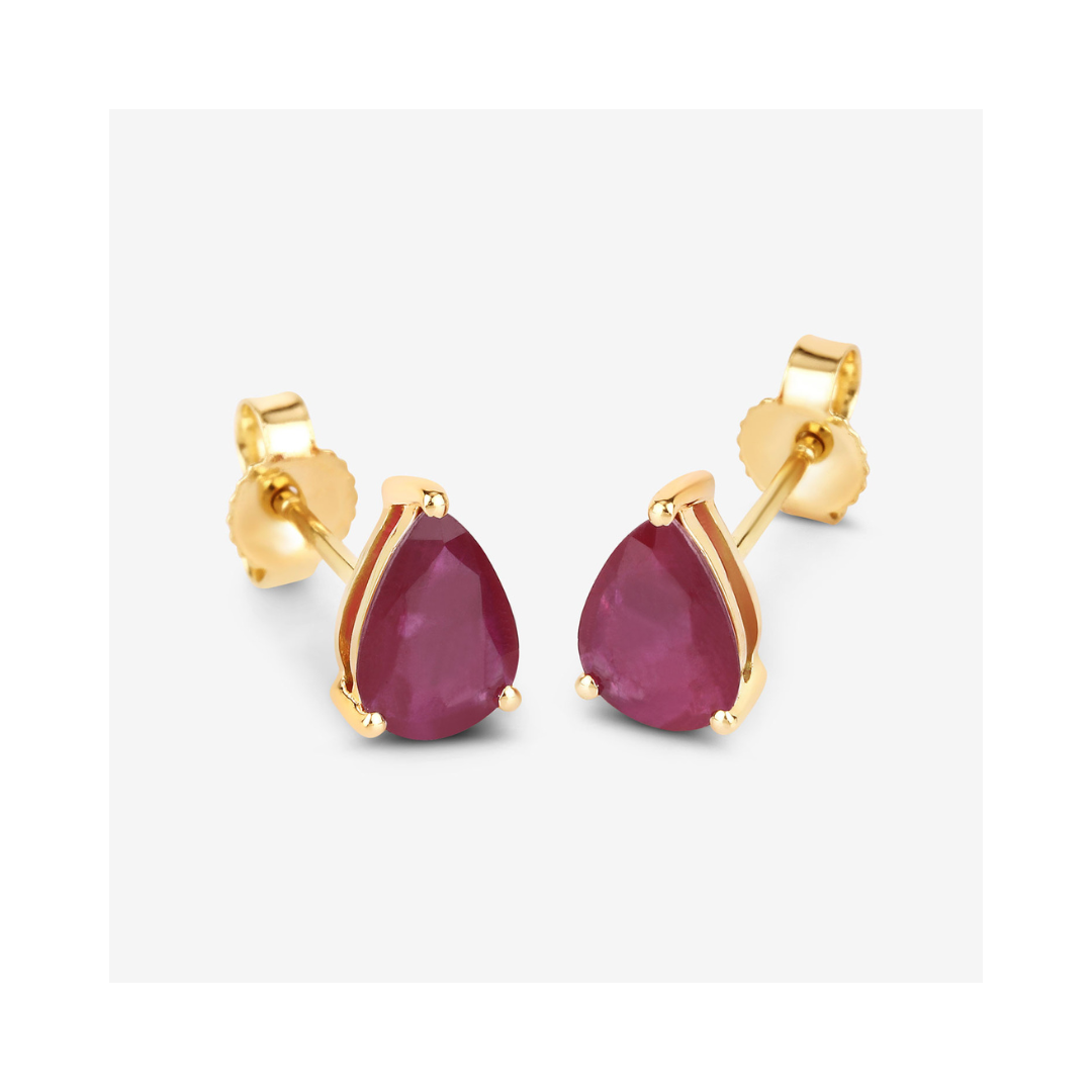 10K Gold Pink Ruby Stud Earrings for Women - Elegant Gift for Valentine's Day, Anniversary & Special Occasions
