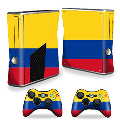 Premium MightySkins Decal Wrap Sticker for Microsoft Xbox 360 S Slim Console & 2 Controllers - Colombian Flag Design | Protective Vinyl Skin Cover for Gaming Setup & Customization