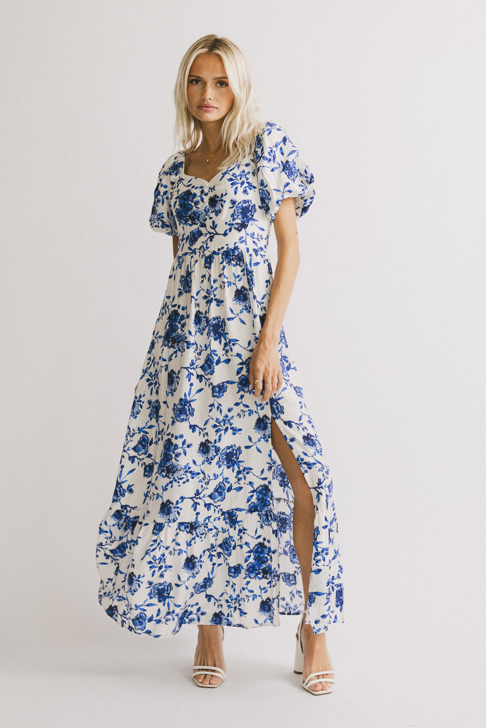 Elegant Mellanie Floral Maxi Dress in Blue - Perfect for Summer Weddings & Beach Vacations
