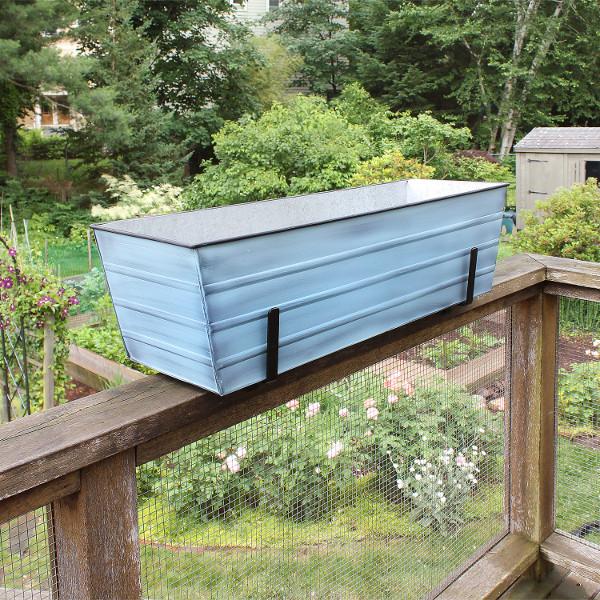 Decorative Flower Box with Sturdy Railing Brackets - Perfect for Balcony, Deck, and Window Garden Decor