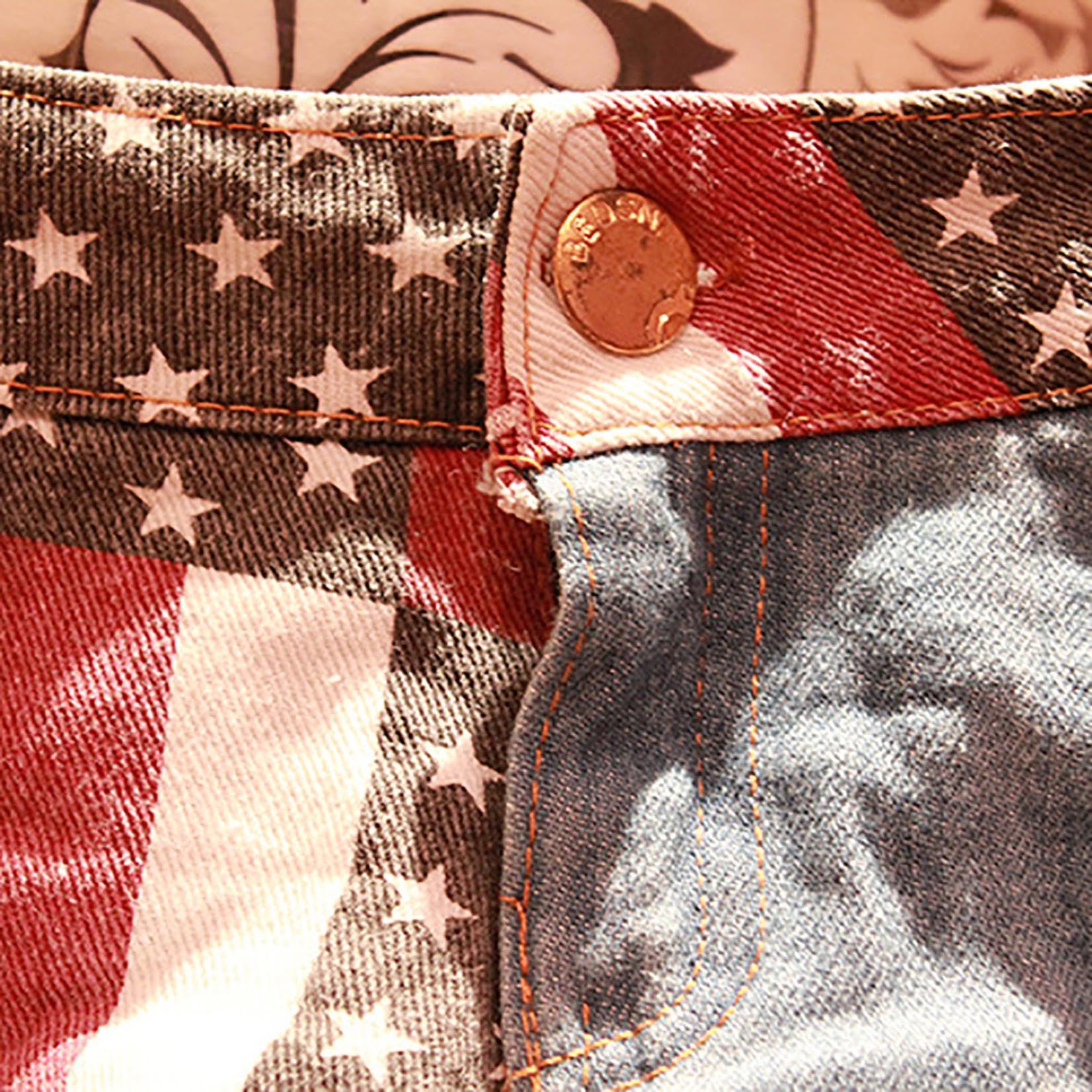 4th of July Patriotic Denim Shorts for Women - Summer Stretch Jeans for BBQ & Beach