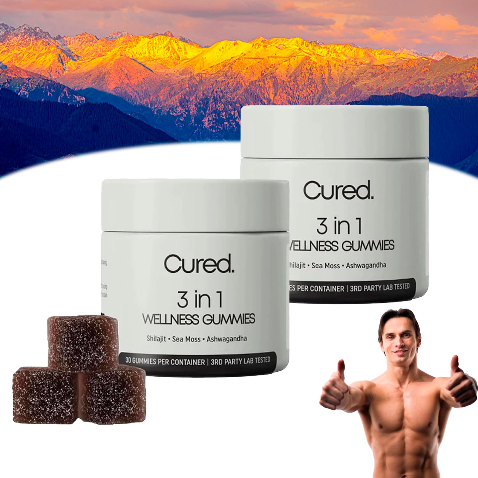 Premium Shilajit Gummies for Men - 3-in-1 Wellness Supplement with Sea Moss & Ashwagandha | Non-GMO, 60 Gummies (2-Pack) | Energy, Immunity & Vitality Boost | Perfect for Workout Recovery & Daily Wellness