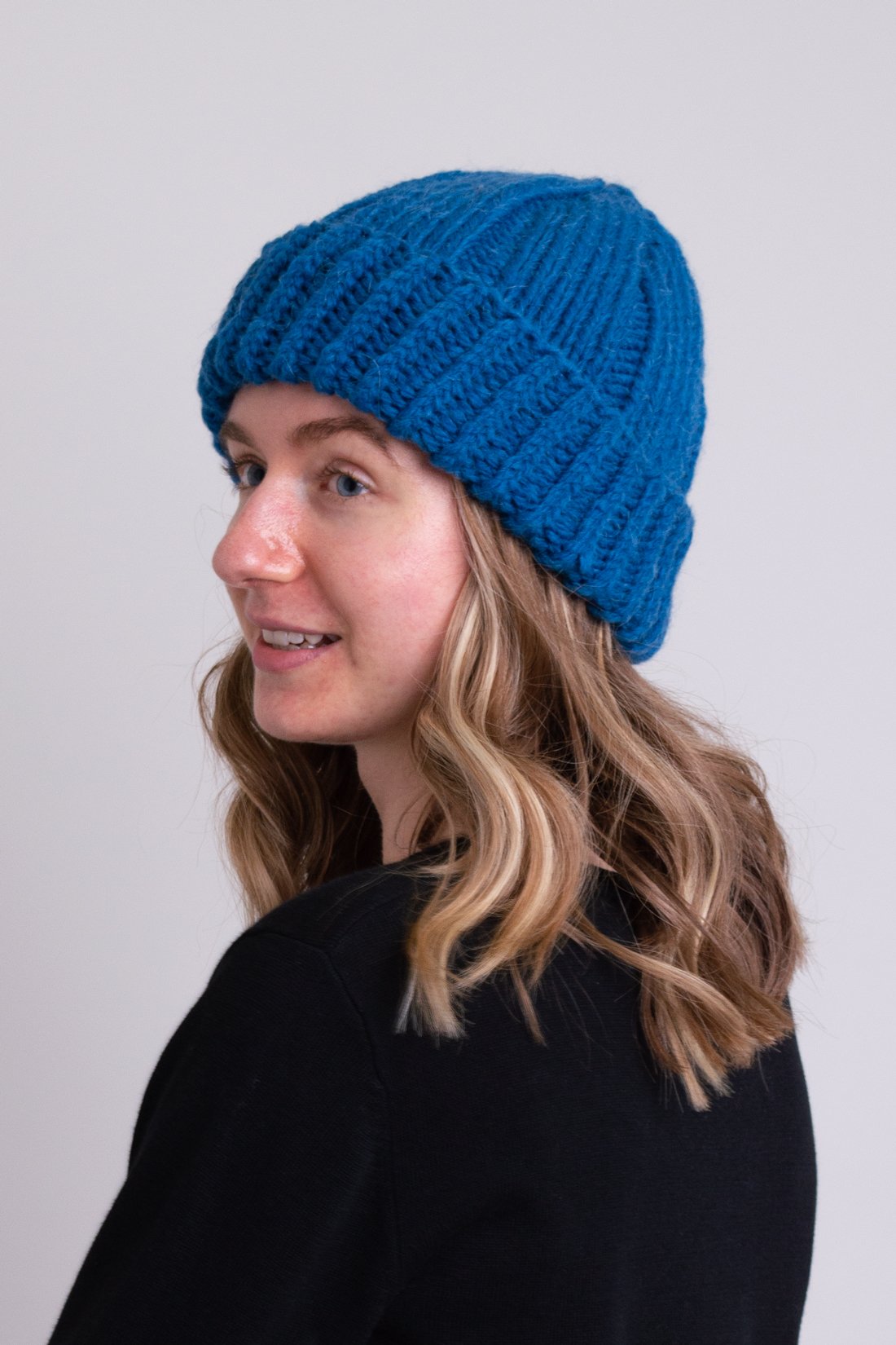 Hand Knit Wool Beanie for Women & Men - Soft Teal Winter Hat for Cold Weather - Cozy & Warm Accessory for Outdoor Activities
