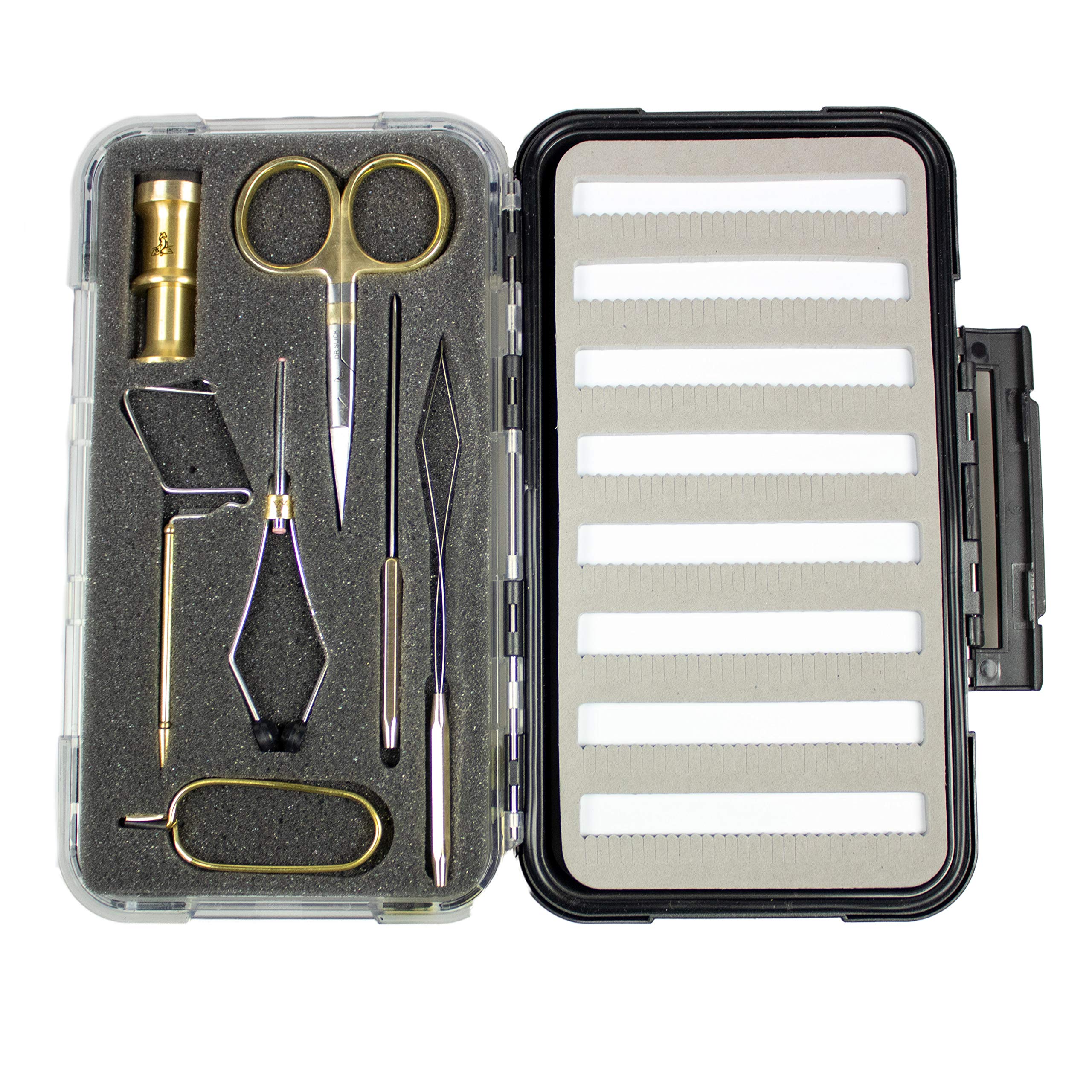 Premium Dr Slick Fly Tying Tools Kit with Fly Box - Complete Fly Fishing Accessories Set for Beginners & Pros - Perfect for Trout, Salmon & Bass Fishing Trips