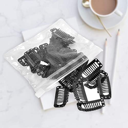 12 Pcs U-Shape Hair Extension Clips - Metal Snap Wig Clips for Men & Women (Black) - Secure Hair Patches & Weaves - Perfect for Styling, Cosplay & Daily Hair Accessories