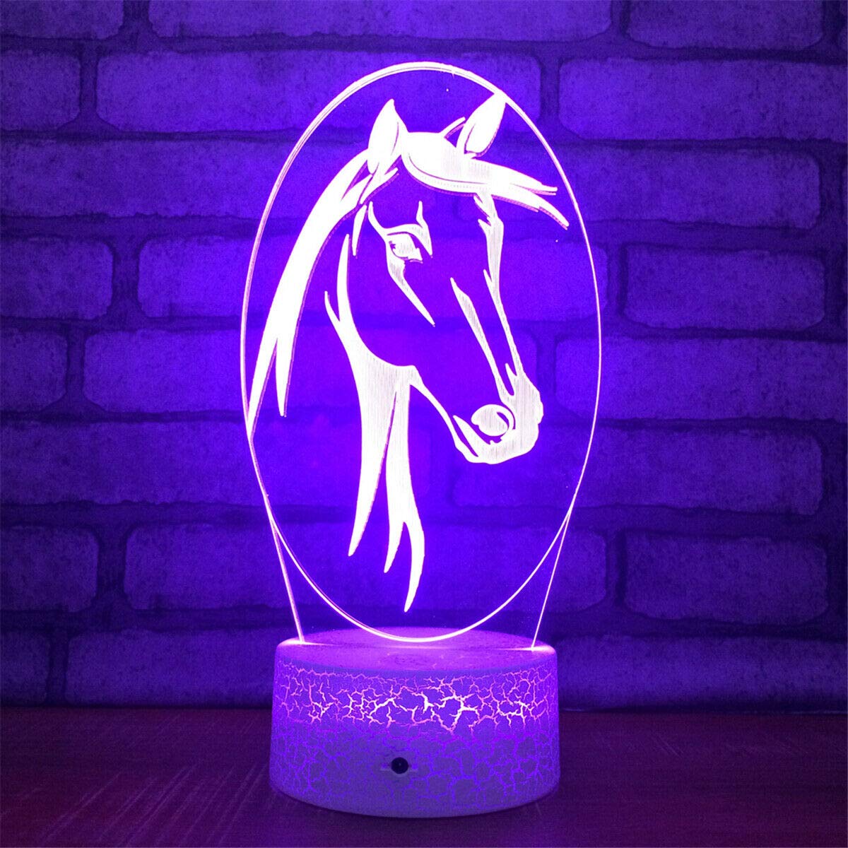 3D Horse Night Light LED Touch Lamp - 7 Color Changing Optical Illusion Table Lamp for Kids Room, Nursery, Bedroom Decor | Perfect Birthday Gift, Christmas Present, Home Decoration & Children's Toy