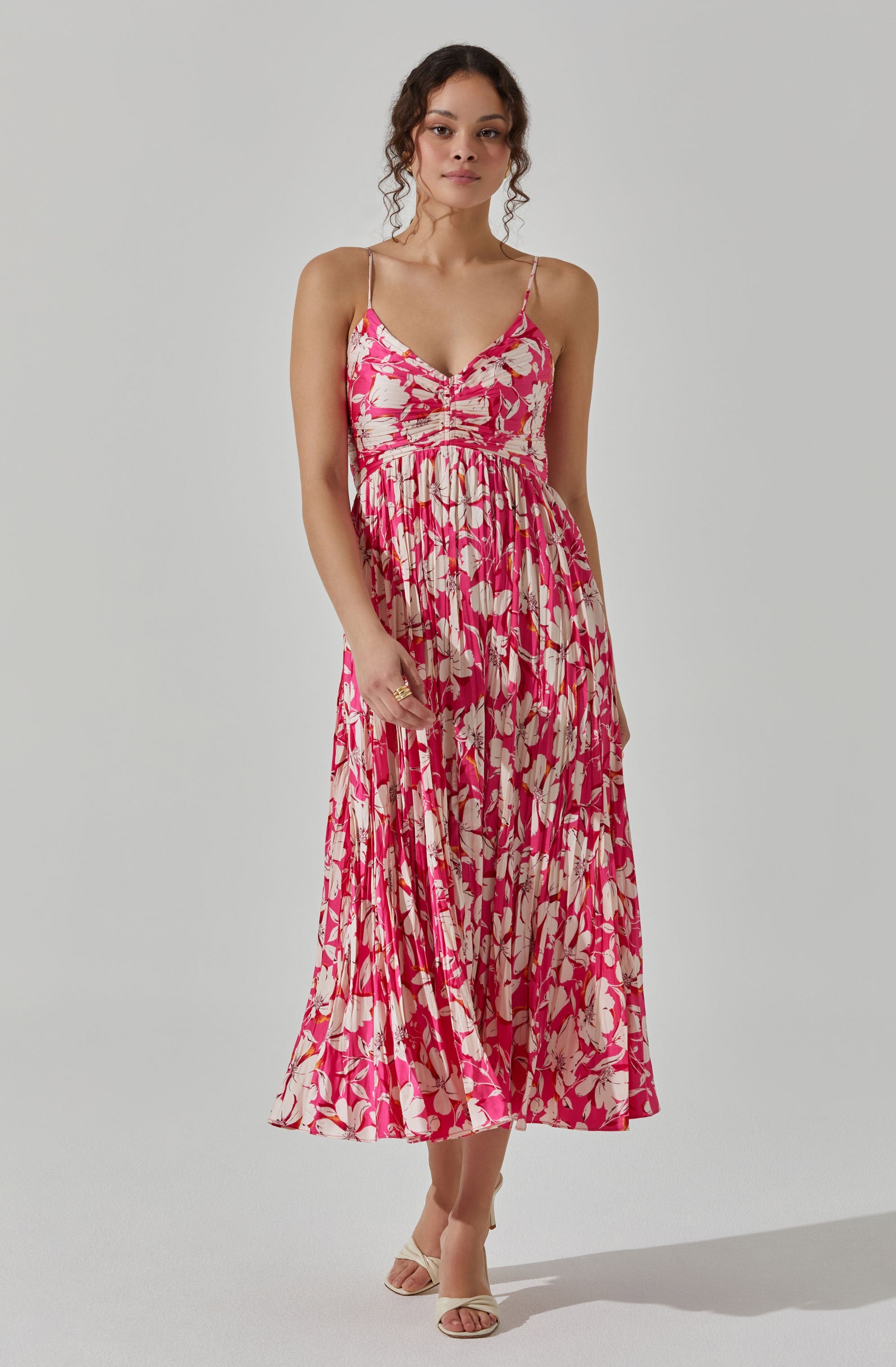 Maeve Pleated Midi Dress for Women - Flowy A-Line Summer Dress with Pockets | Perfect for Office, Date Night & Special Occasions