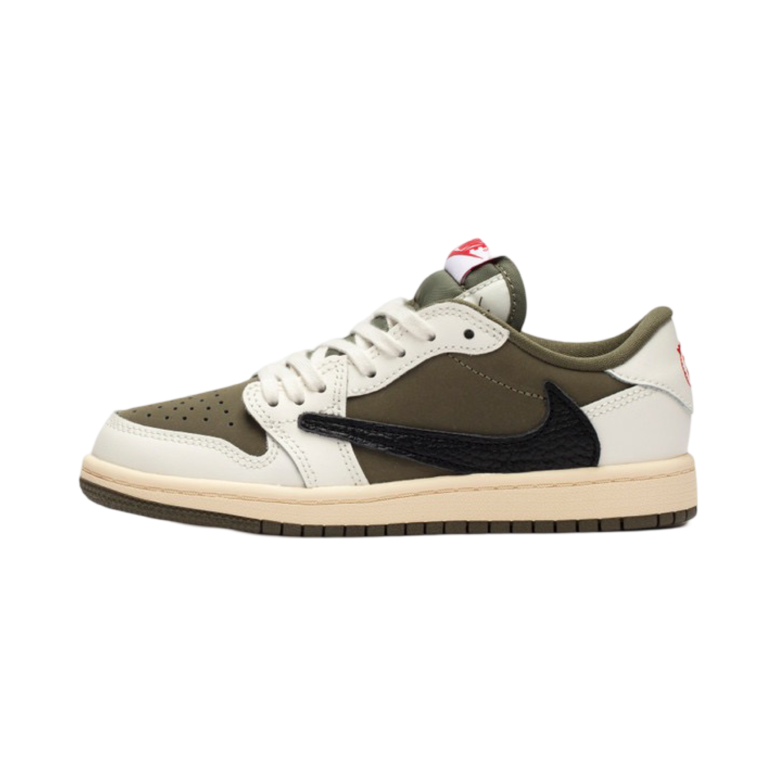 Travis Scott x Air Jordan 1 Low OG SP (PS) Kids Shoes - Medium Olive/Black/White - Stylish Sneakers for Boys & Girls - Perfect for School, Sports & Casual Wear