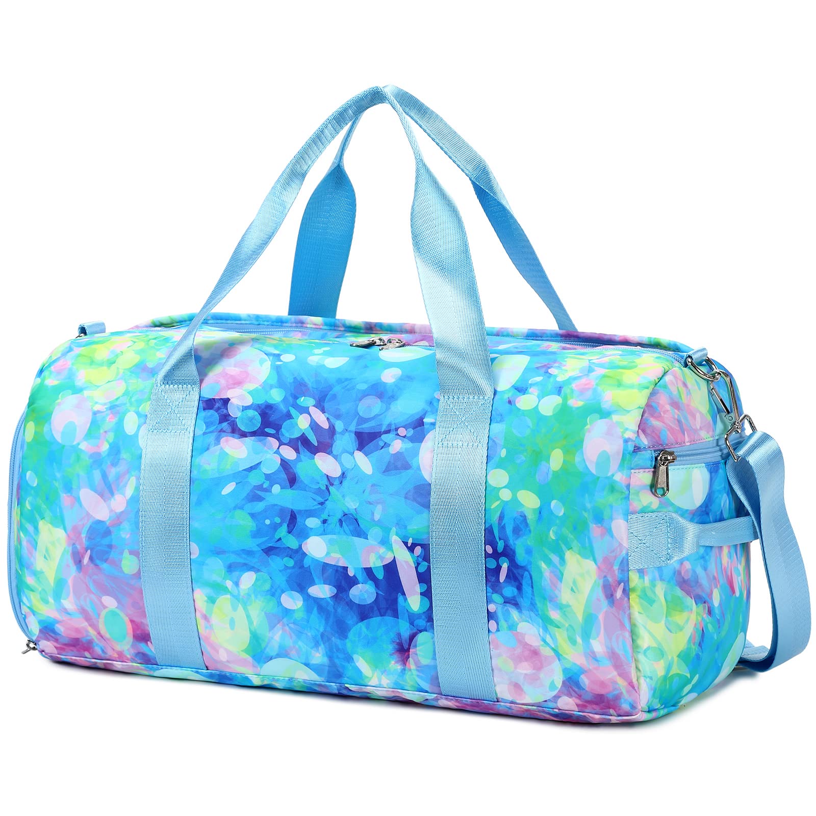 Stylish Blue Duffle Bag for Women - Sport Gym Bag, Weekender Carry On, Workout Duffel with Shoe Compartment - Perfect for Travel, Fitness & Overnight Trips