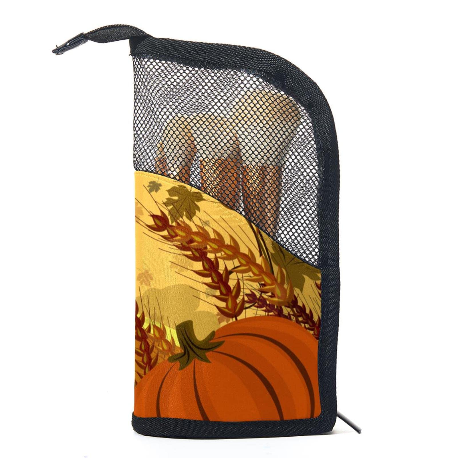 12-Piece Makeup Brush Organizer Bag with Cute Pumpkin Design - Portable Travel Cosmetic Brush Holder Case for Makeup Artists & Beauty Enthusiasts - Perfect for Thanksgiving, Home Vanity & On-the-Go Touchups