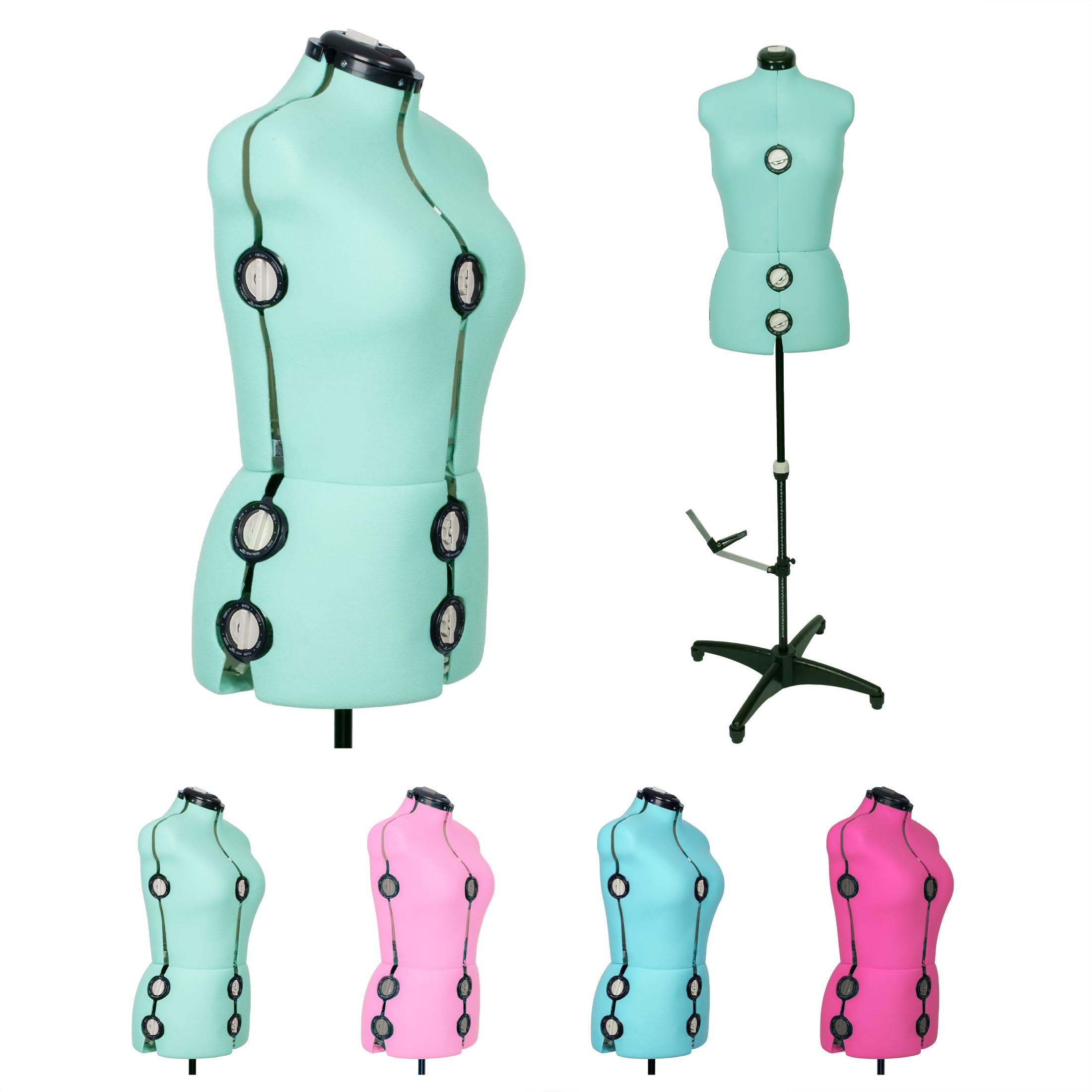 BHD BEAUTY Mint Green 13-Dial Adjustable Dress Form Mannequin with Tripod Stand - Female Sewing Mannequin Body Torso, Shoulder Height up to 70