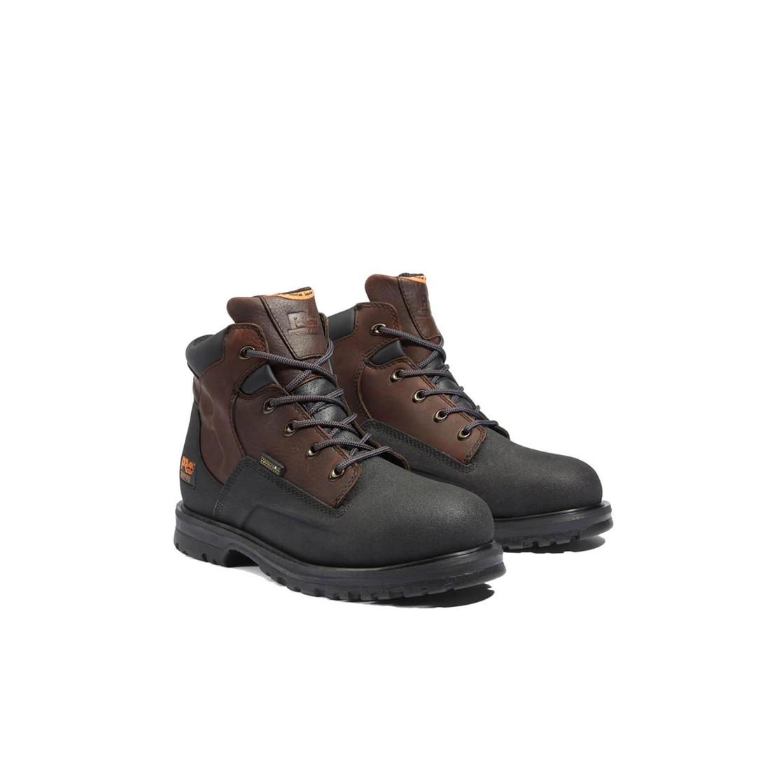 Powerwelt 6 Inch Steel Toe Waterproof Work Boots for Men - Slip Resistant Safety Shoes with Electrical Hazard Protection - Ideal for Construction, Warehouse & Outdoor Work (Brown)