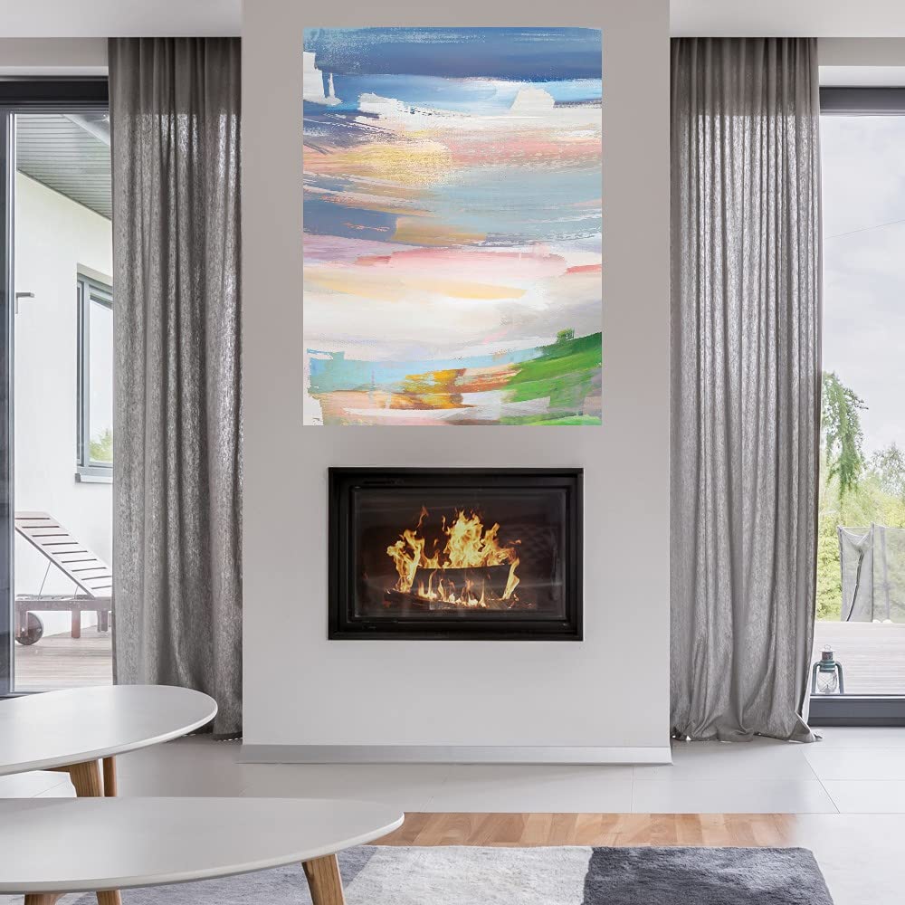 Sunset Terracotta Canvas Wall Art - Hand Painted Fine Art Decor by Willowbrook - 42x56 Inches - Ready to Hang - Perfect for Living Room, Bedroom, Office & More - Adds Warmth to Any Space
