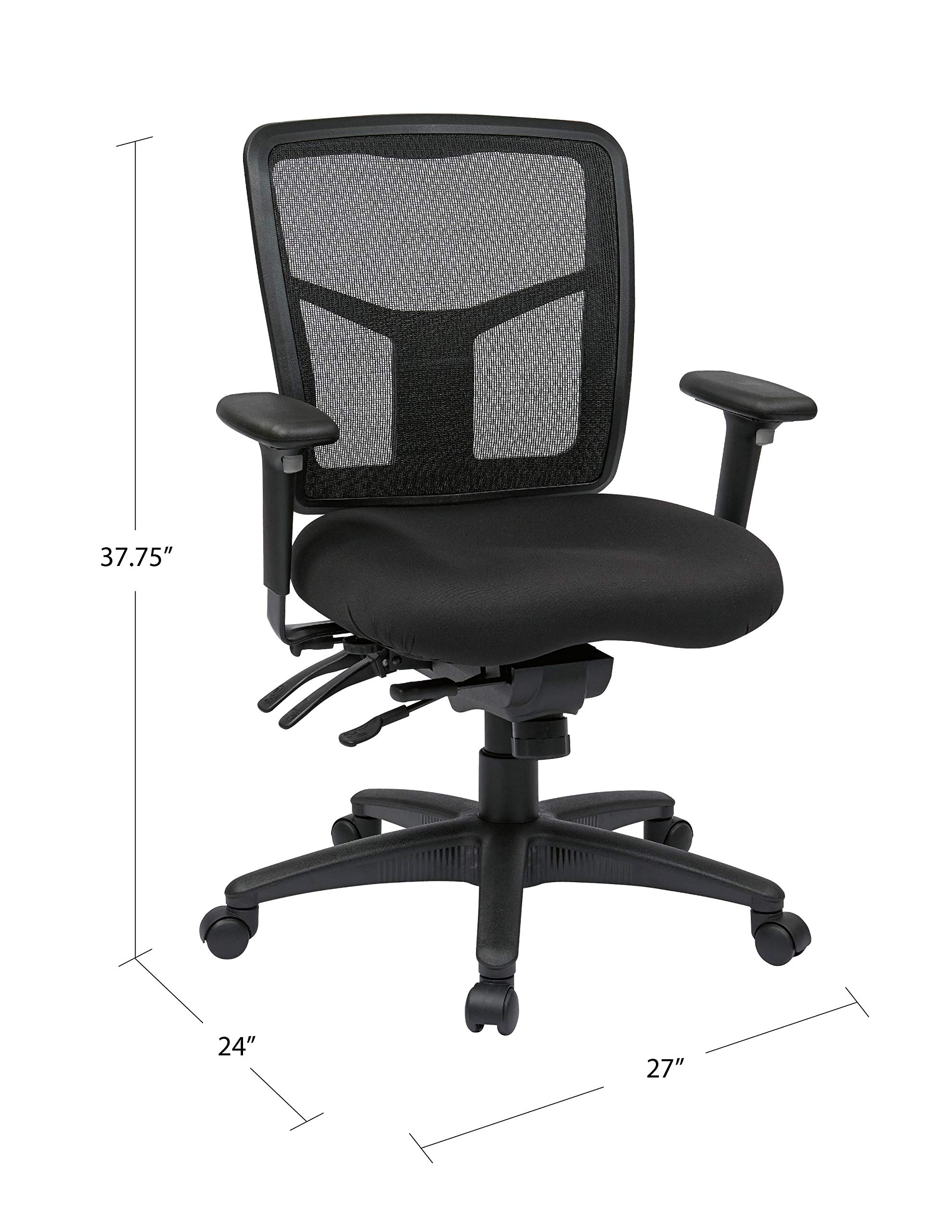Office Star ProGrid Breathable Mesh Manager's Office Chair - Adjustable Seat Height, Multi-Function Tilt Control & Seat Slider - Mid Back Ergonomic Design with Coal FreeFlex Fabric - Perfect for Home Office, Executive Workspace & Long Work Sessions