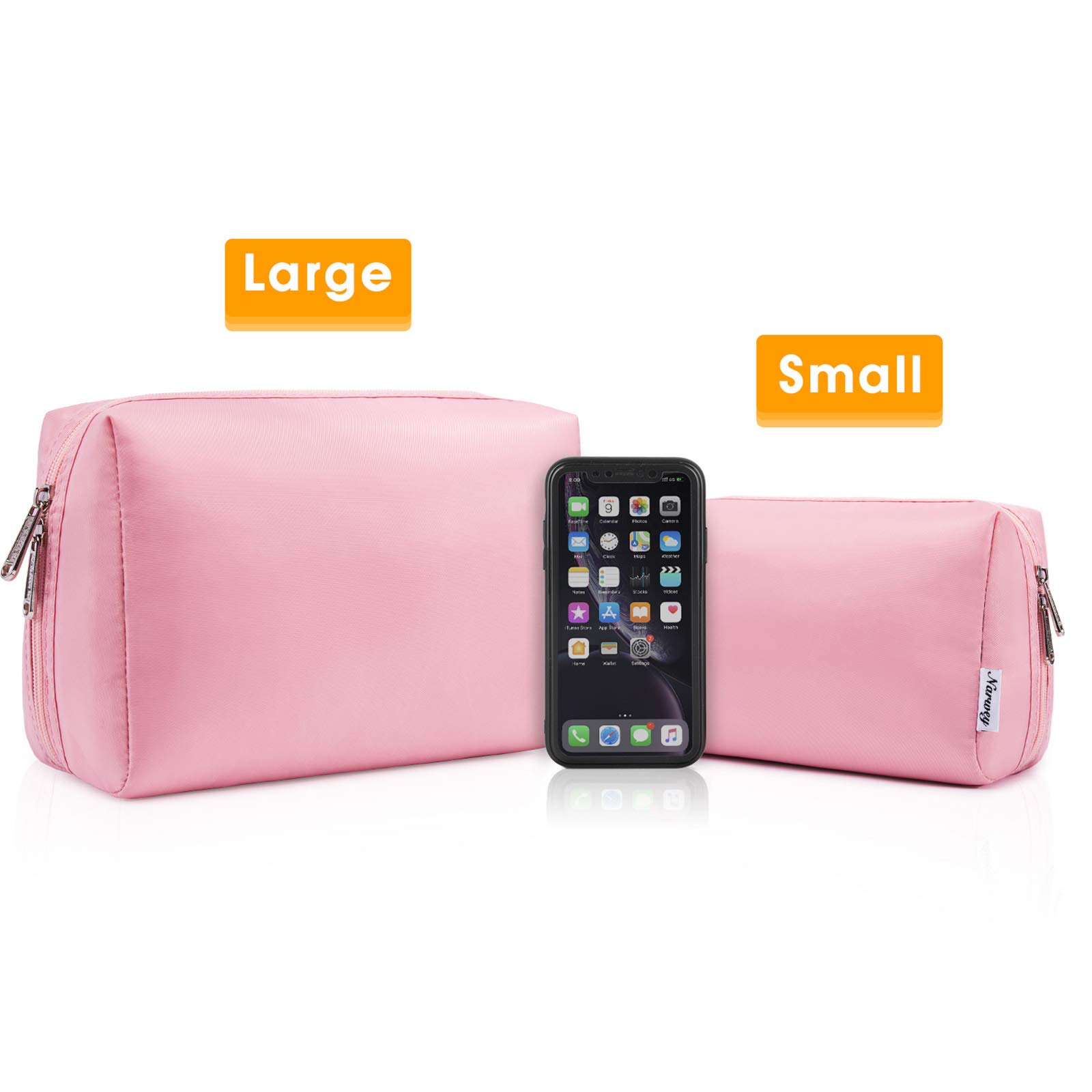 Narwey Pink Makeup Bag for Women - Large Travel Cosmetic Organizer for Toiletries & Beauty Essentials