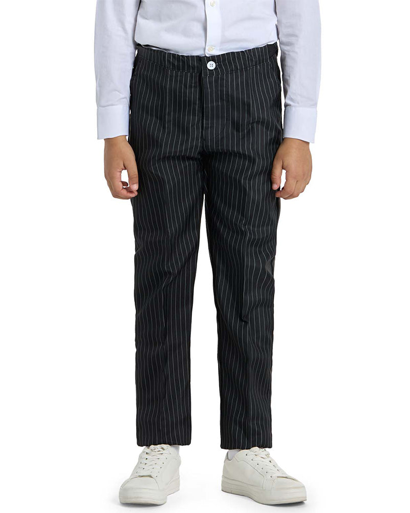 Vintage 1920s Gangster Pinstripe Black Boys Suit - 3-Piece Formal Outfit for Kids - Perfect for Halloween Costume, Themed Parties & Photo Shoots