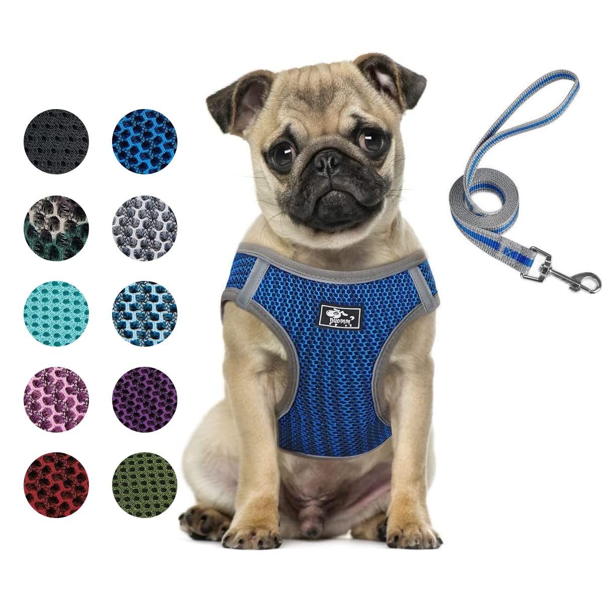 Escape-Proof Adjustable Reflective Dog & Cat Harness with Leash - Soft Mesh Comfort Fit for Small & Medium Pets - No Pull No Choke Design (Blue, Medium) - Perfect for Walking, Training & Outdoor Adventures