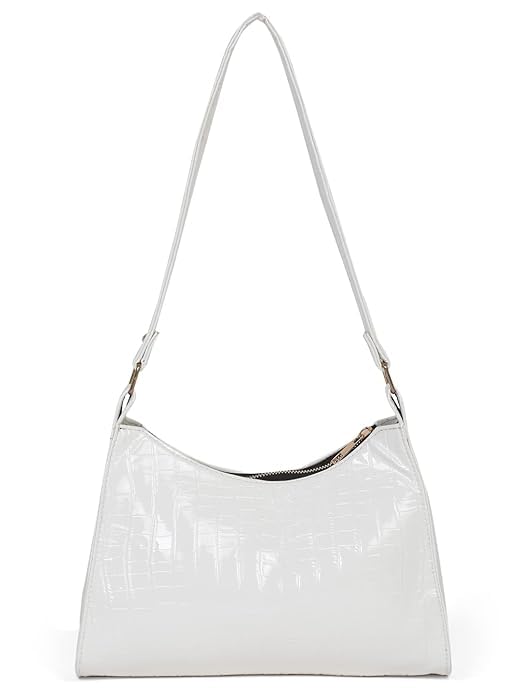 Women's Stylish White Leatherette Sling Bag - Crossbody Shoulder Purse for Everyday Use, Travel & Shopping