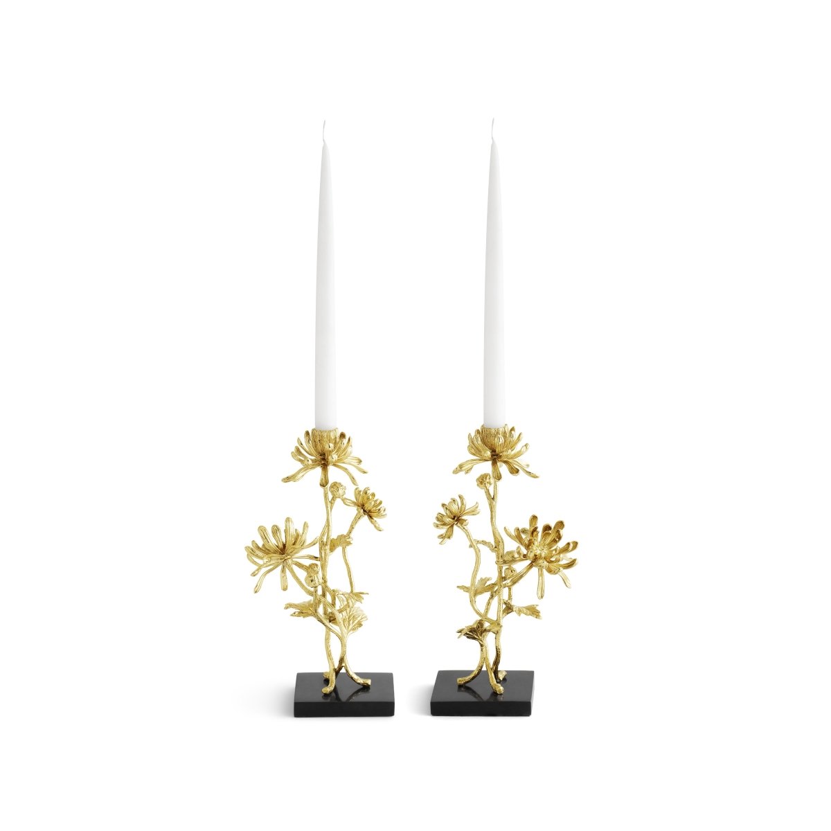 Elegant Dahlia Tall Candle Holders Set of 2 - Perfect for Wedding Centerpieces, Romantic Dinner Decor & Home Ambiance Lighting